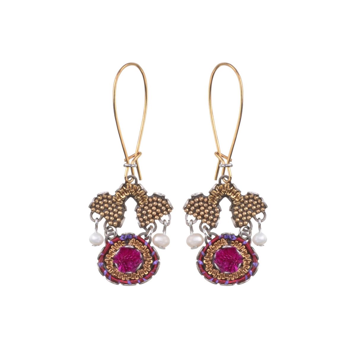 AYALA BAR - ANCIENT ROYALTY EARRINGS W/WIRE & PEARL - BEADS