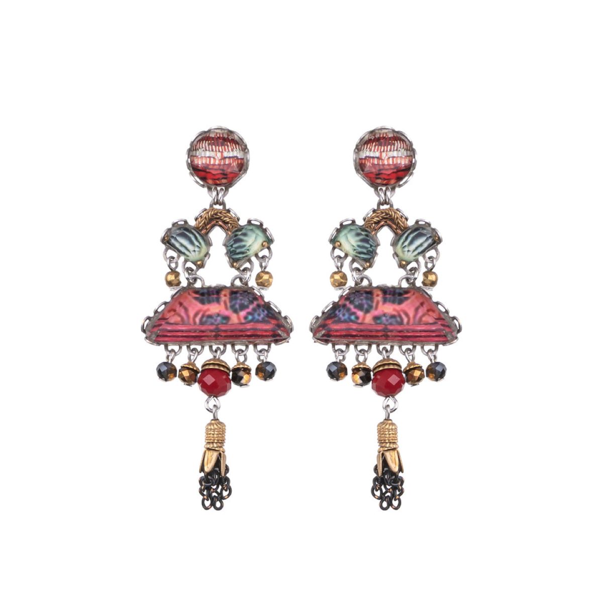 AYALA BAR - ORIENTAL HUES LRG DANGLE EARRINGS - BEADS