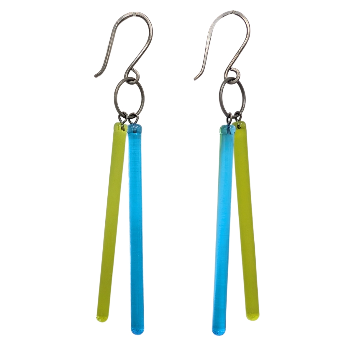 KRISTA BERMEO - BLUE & GRN DOUBLE ROD EARRINGS - GLASS