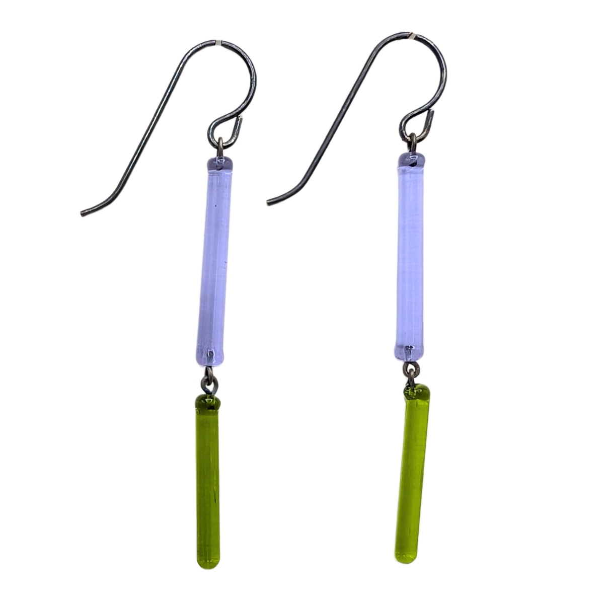 KRISTA BERMEO - PURPLE & GRN LINKED BARS EARRINGS - GLASS