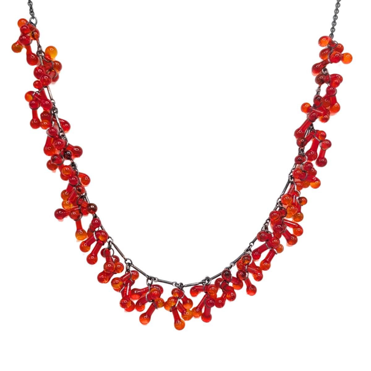 KRISTA BERMEO - RED GLASS CLUSTER NECKLACE - GLASS