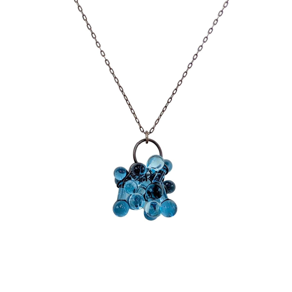 KRISTA BERMEO - DEEP BLUE ROSETTI GLASS CLUSTER NECKLACE - GLASS