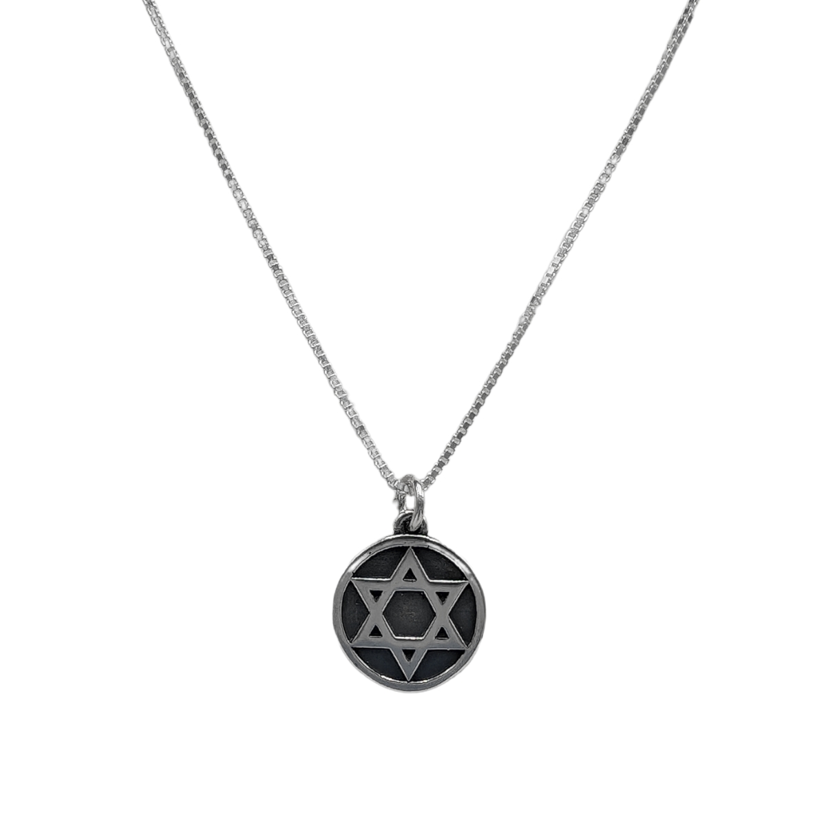 MICHELENE BERKEY - SOLID BLACK STAR OF DAVID NECKLACE - STERLING SILVER - 22 X 30.5