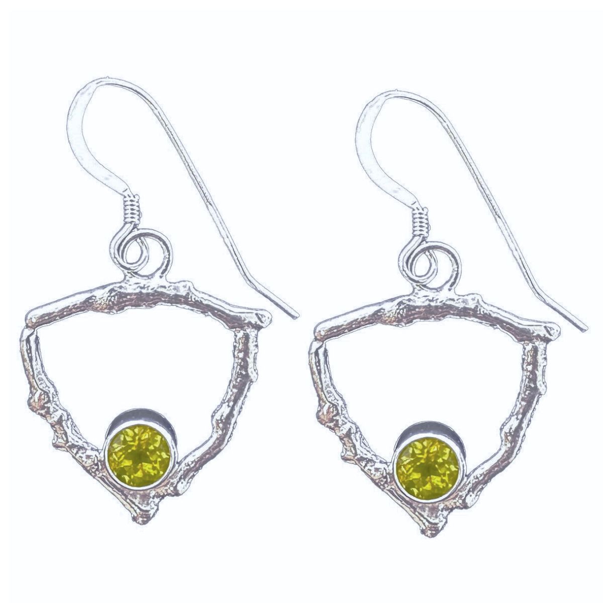 MICHELENE BERKEY - TRILLION TWIG EARRINGS 5MM PERIDOT - STERLING & GEMSTONE