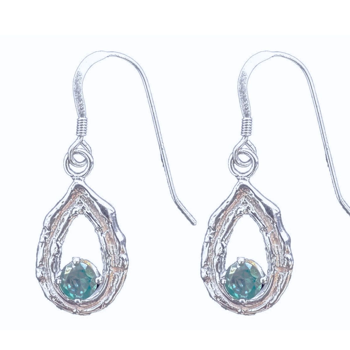 MICHELENE BERKEY - TWIG RAINDROP GREEN TOPAZ EARRINGS - STERLING & GEMSTONE