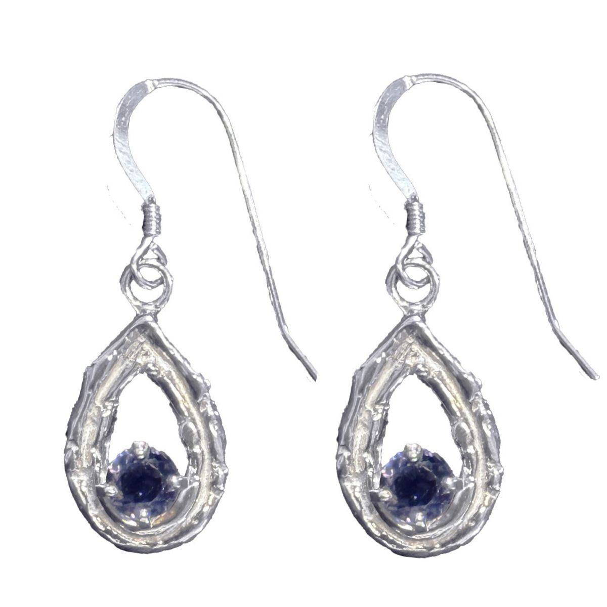 MICHELENE BERKEY - TWIG RAINDROP IOLITE EARRINGS - STERLING & GEMSTONE