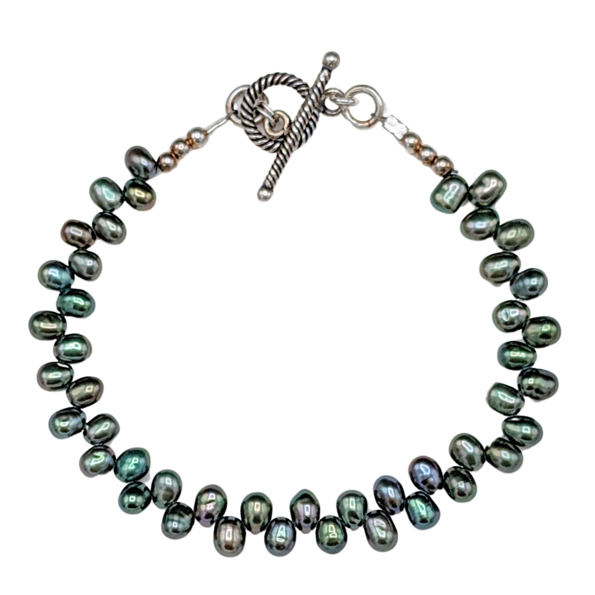 MICHELENE BERKEY - BRACELET - GREEN PEARLS - STERLING SILVER