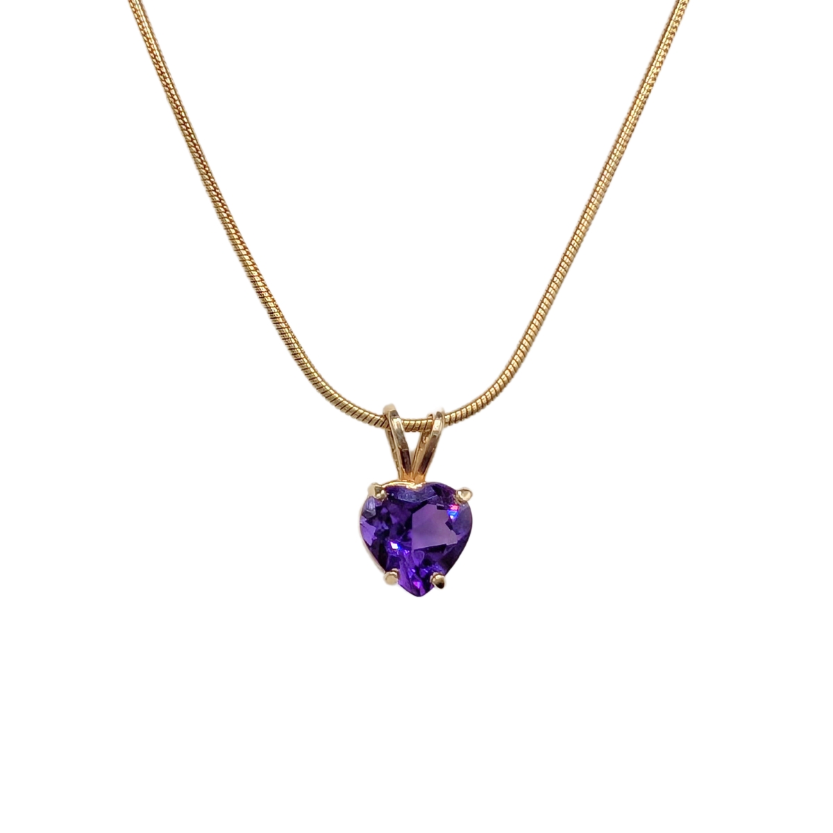 MICHELENE BERKEY - AMETHYST HEART ON GOLD FILLED 14K CHAIN - STERLING SILVER