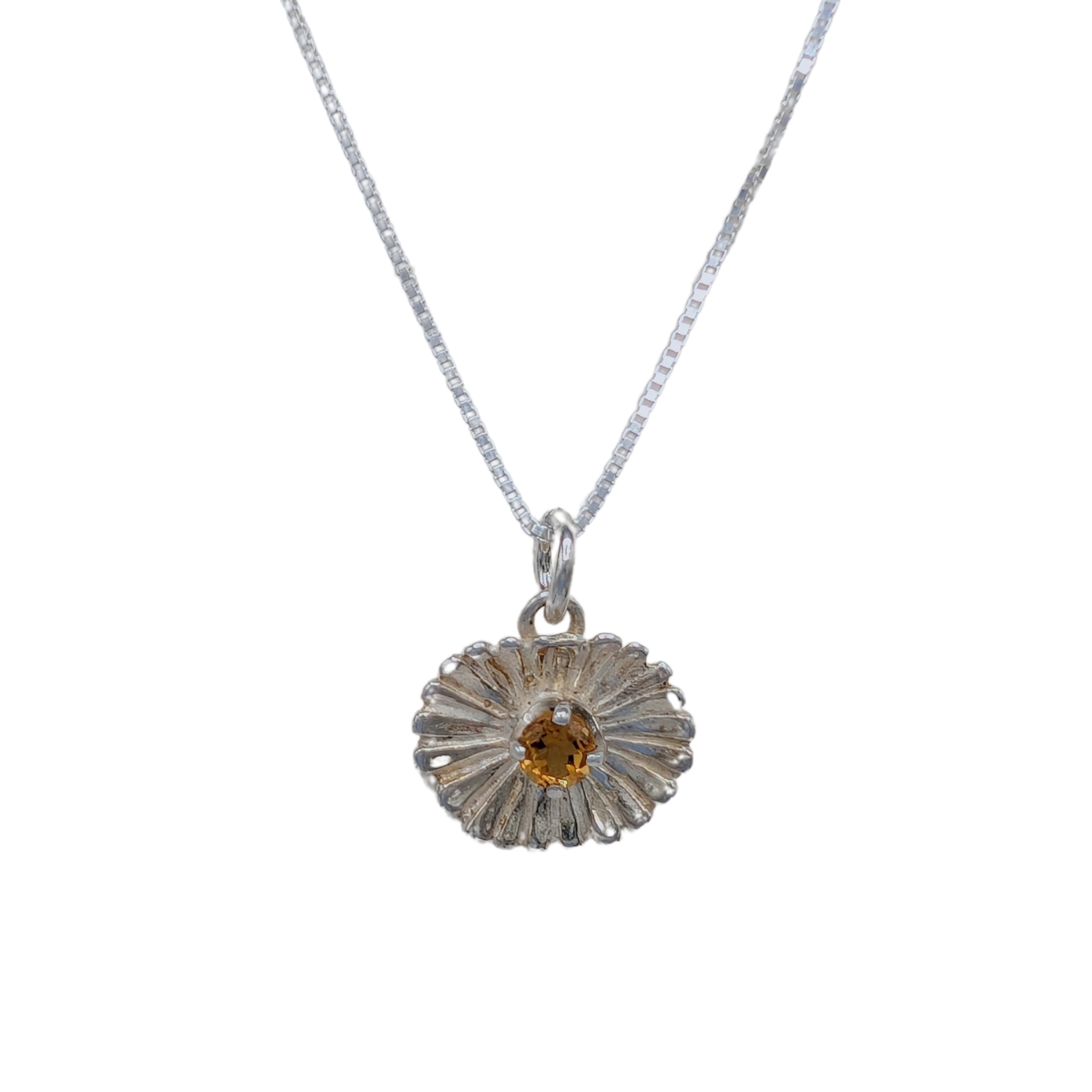 MICHELENE BERKEY - DAISY CITRINE PENDANT NECKLACE - STERLING SILVER