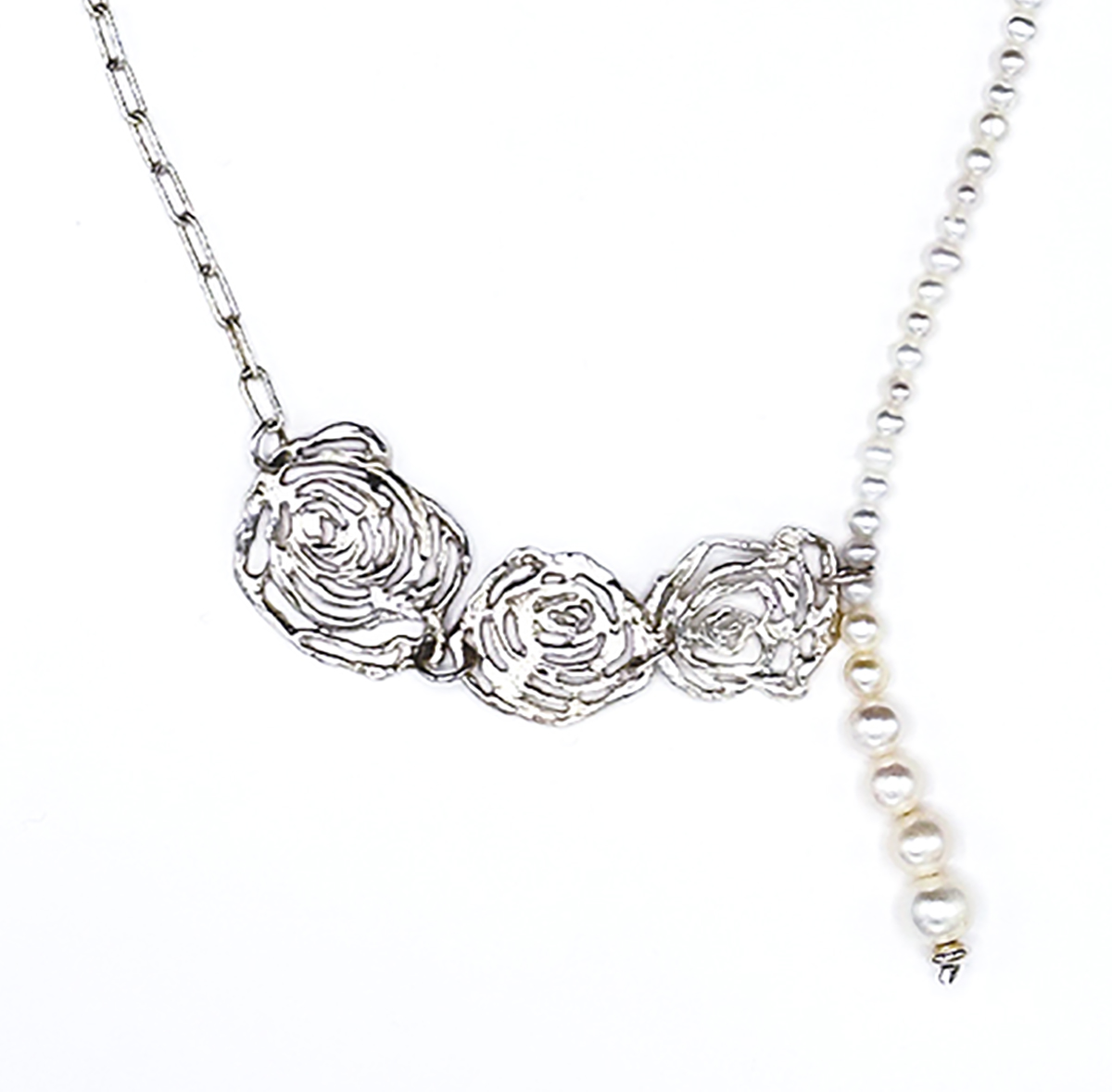 HOURI BORJIAN - SILVER AND FRESH WATER PEARL NECKLACE - STERLING SILVER & PEARL