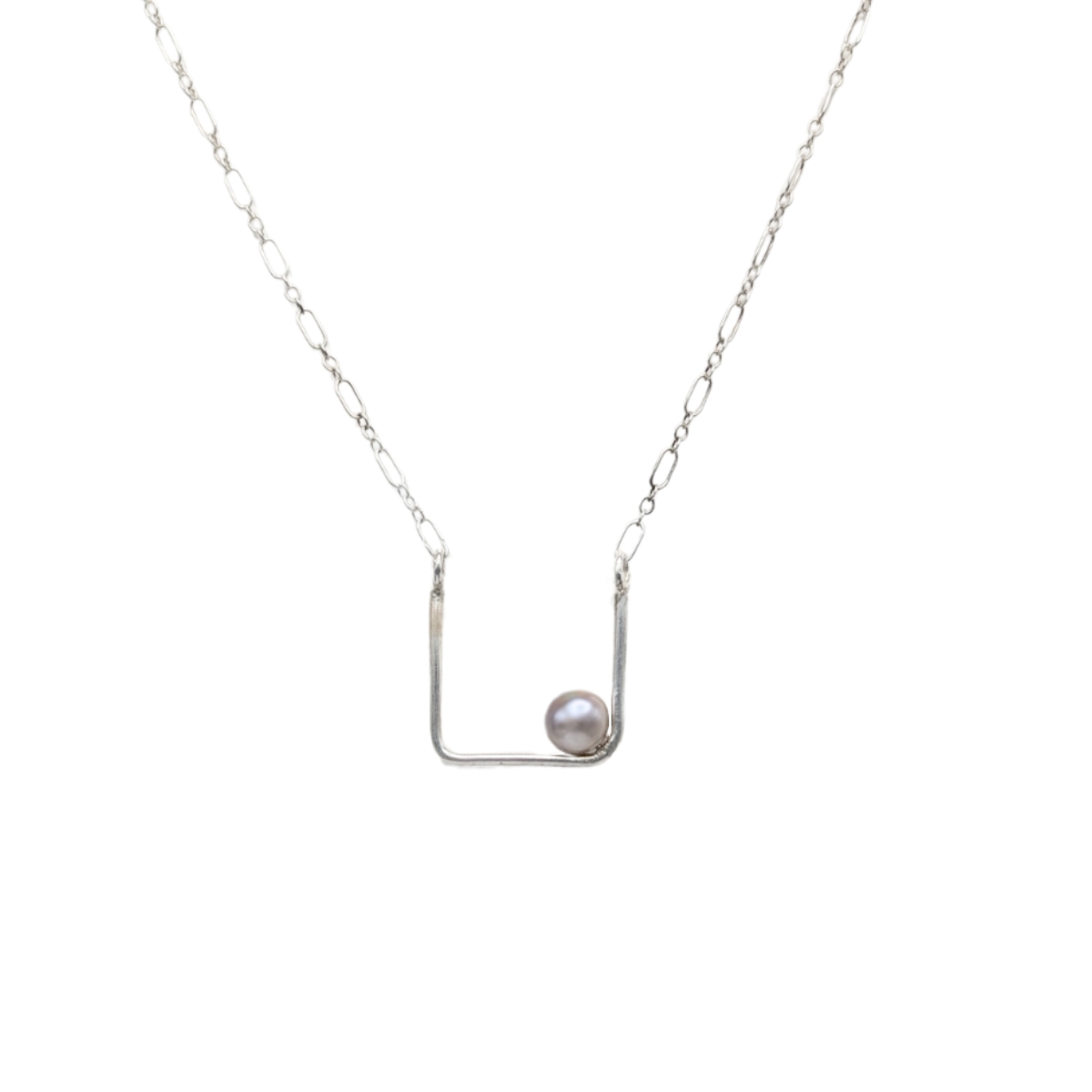 HOURI BORJIAN - PEARL & STERLING SQUARE NECKLACE - STERLING SILVER - 135