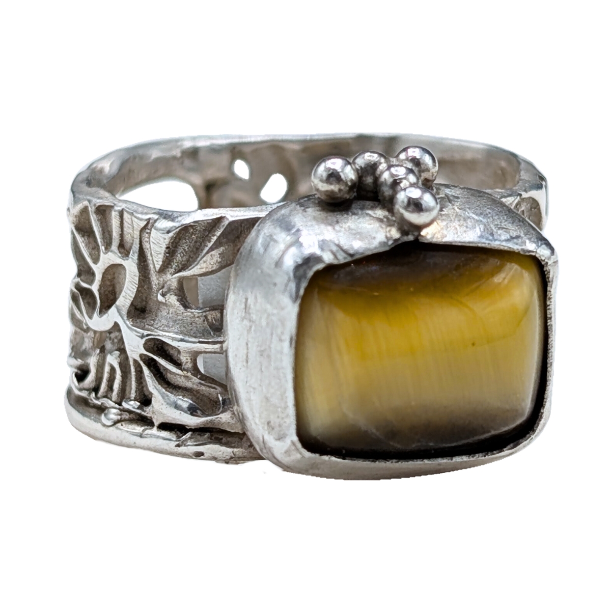 HOURI BORJIAN - TIGER EYE & STERLING RING - STERLING & GEMSTONE