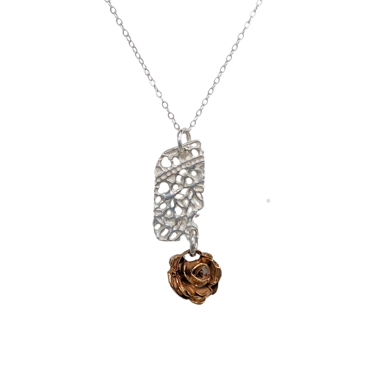 HOURI BORJIAN - NECKLACE W/ SILVER & BRONZE DETAIL - STERLING SILVER