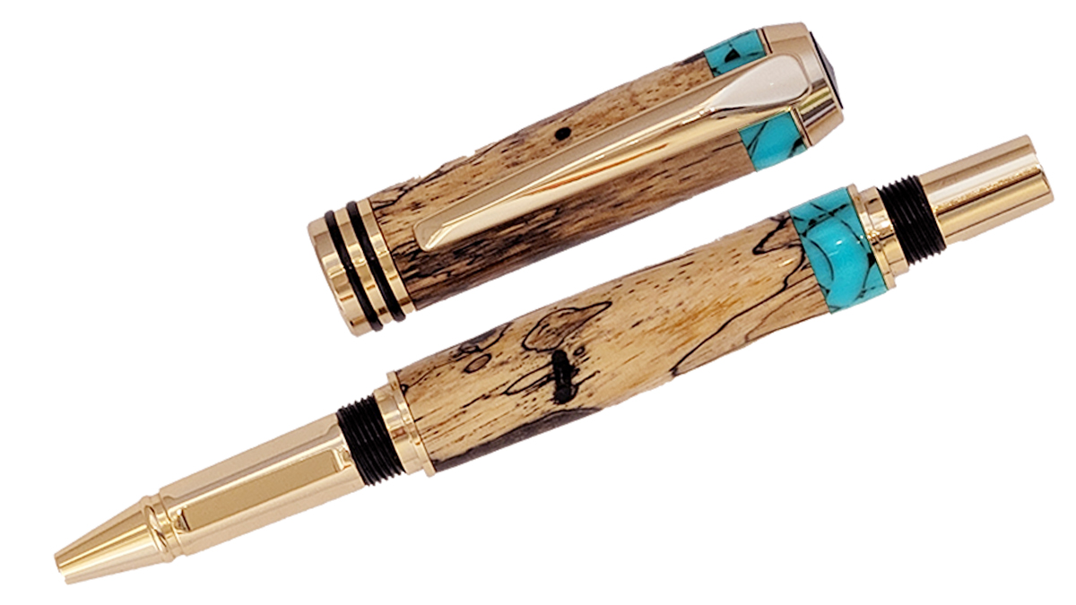 TOM BORUSKY - SPALTED TAMARIND TYCOON ROLLERBALL PEN - WOOD