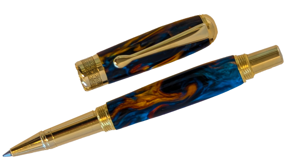 TOM BORUSKY - "THE ALLURE" SUNSET SWIRL ROLLERBALL PEN - RESIN