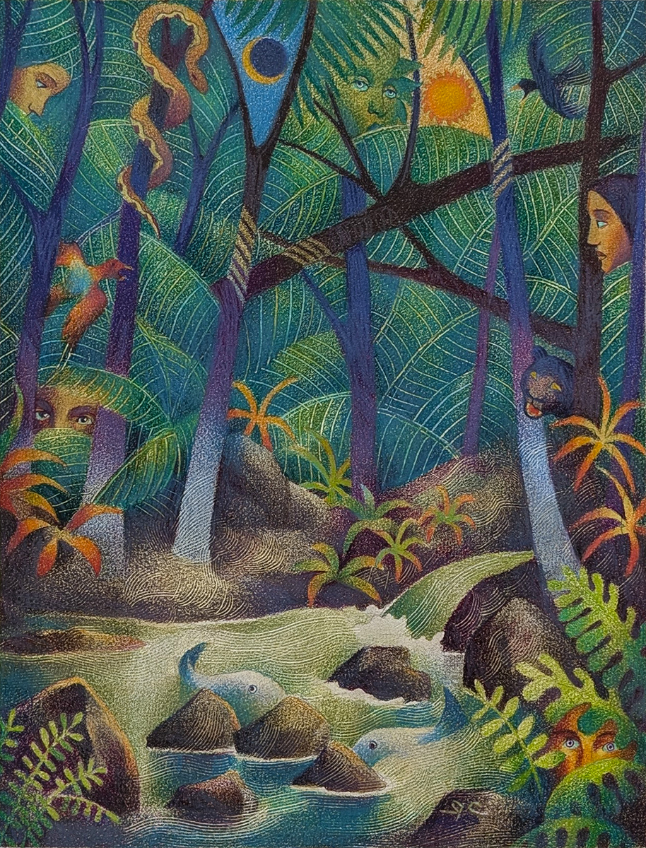 RAUL COLON - JUNGLE - WATERCOLOR & PENCIL - 11.5 X 15.25