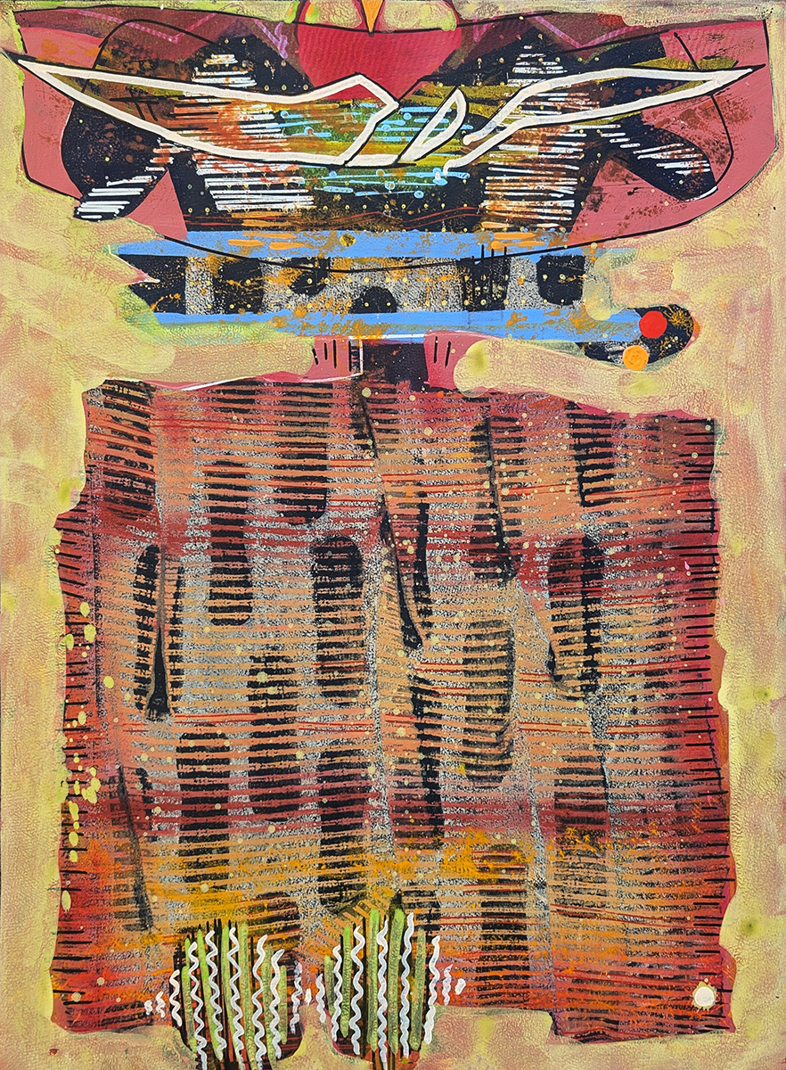 MARTIN FACEY - PACKING HEAT - ACRYLIC ON PAPER - 21.75 X 29.75