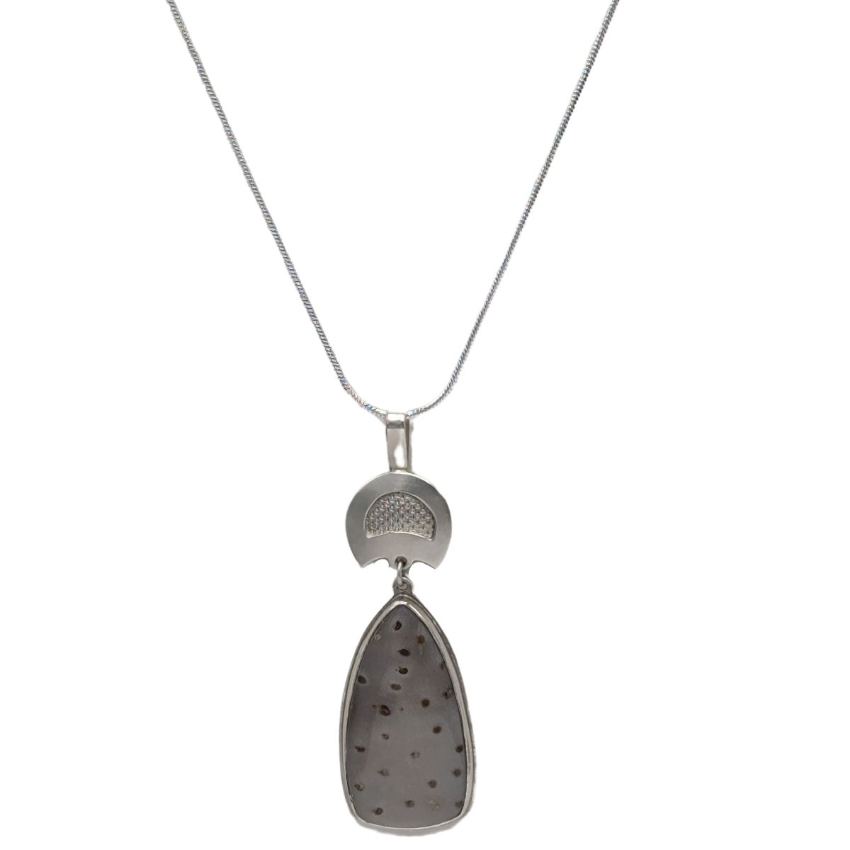 BILL GALLAGHER - OOLITE DANGLE NECKLACE W/ 18" STERLING SILVER CHAIN - STERLING