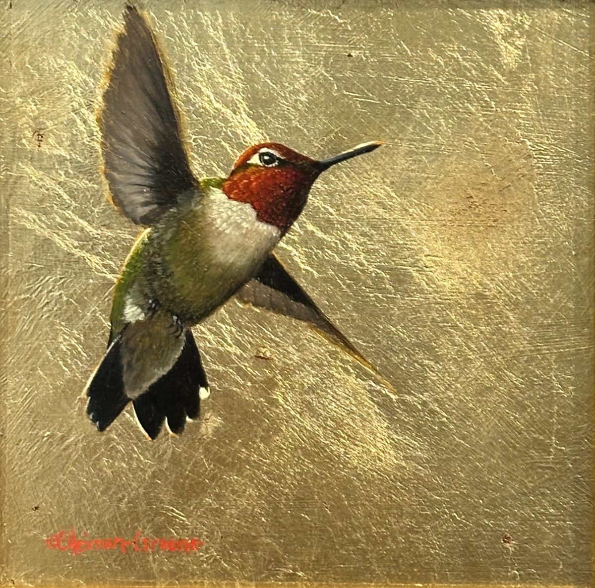 CAROL HEIMAN-GREENE - CELEBRATING POLLINATORS: ANNA'S - OIL - 6 X 6