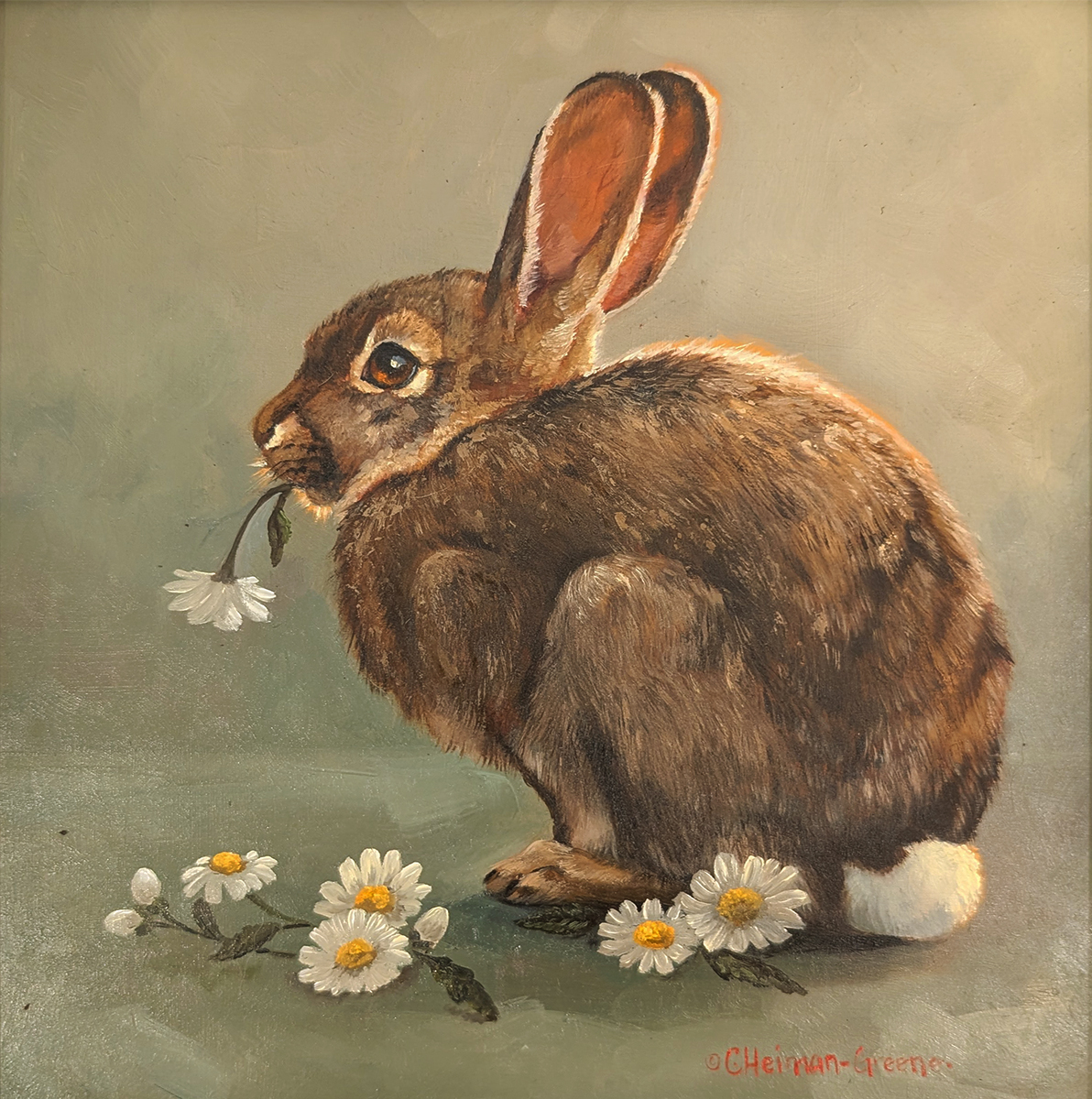 CAROL HEIMAN-GREENE - DAISY - OIL ON PANEL - 8 X 8