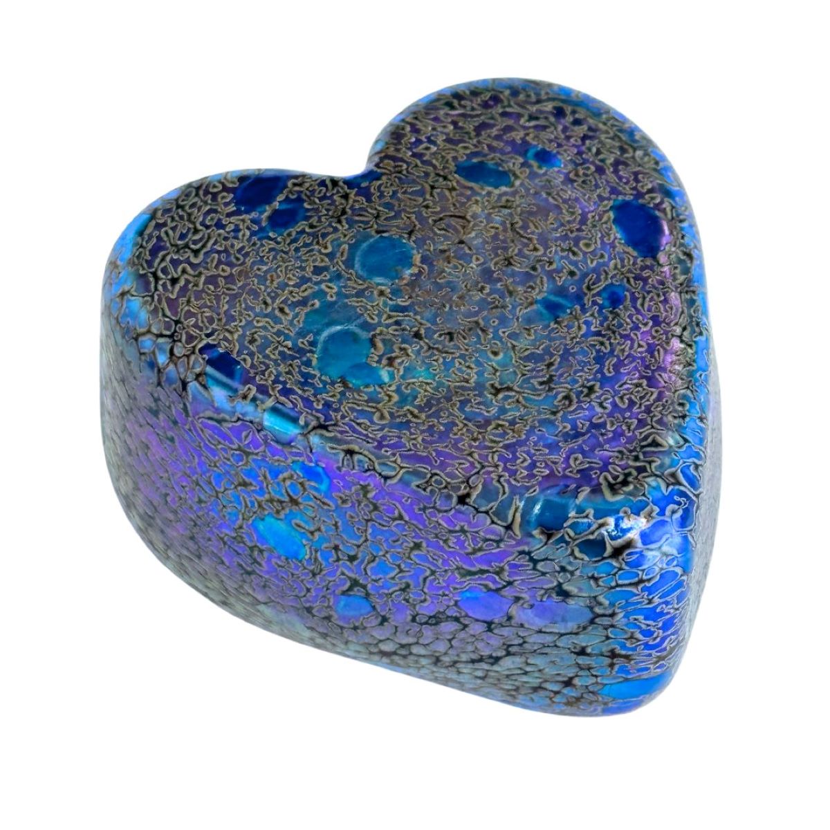 KEN AND INGRID HANSON - LEOPARD HEART PAPER WEIGHT - GLASS