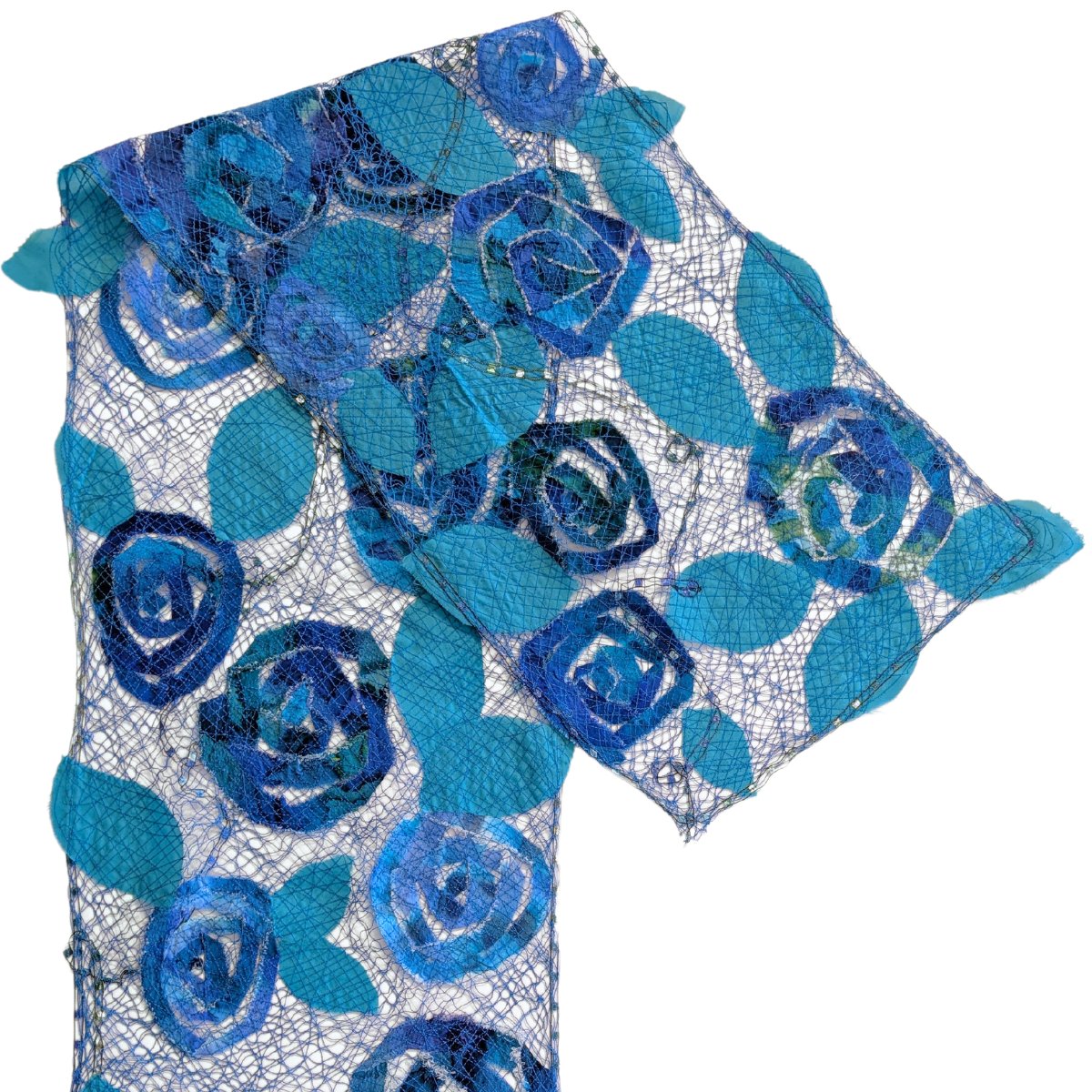 MARY HAMMOND - ROSE SHOWER SCARF - TURQUOISE - FIBER