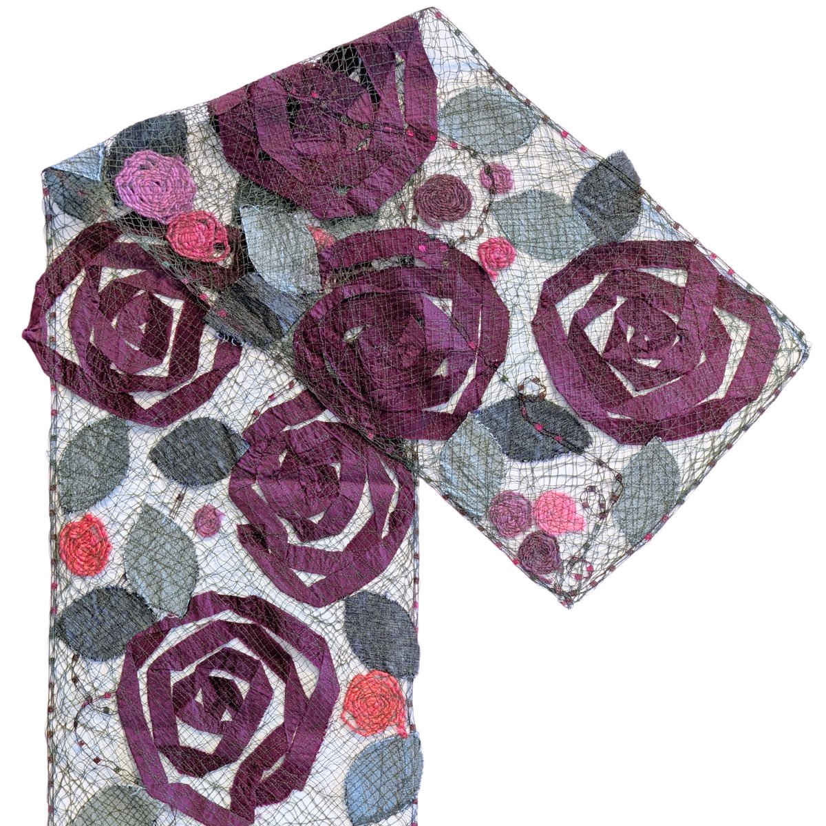 MARY HAMMOND - MERLOT ROSE SCARF - FIBER