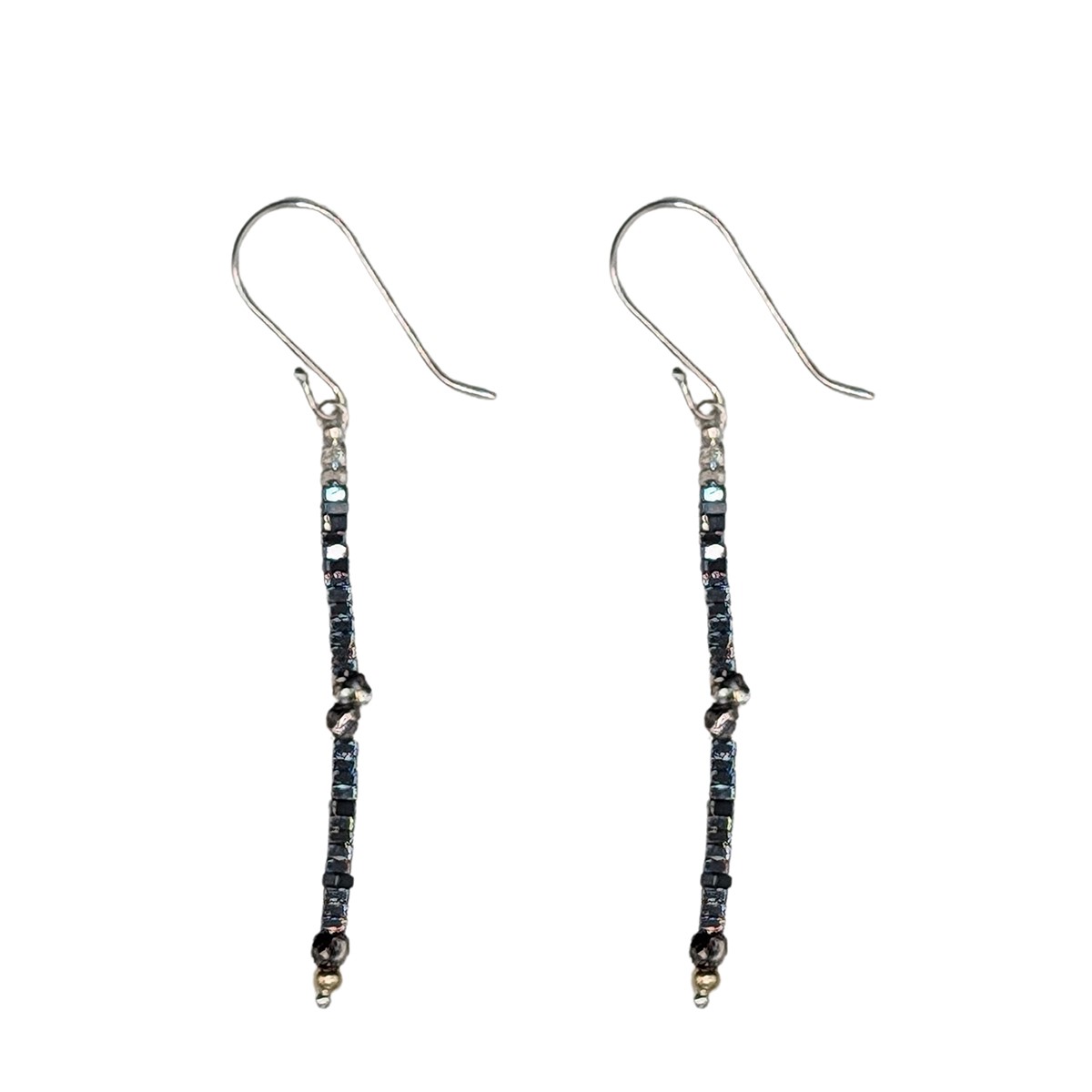 ITHIL METALWORKS - SS & HEMATITE EARRINGS - STERLING & GEMSTONE