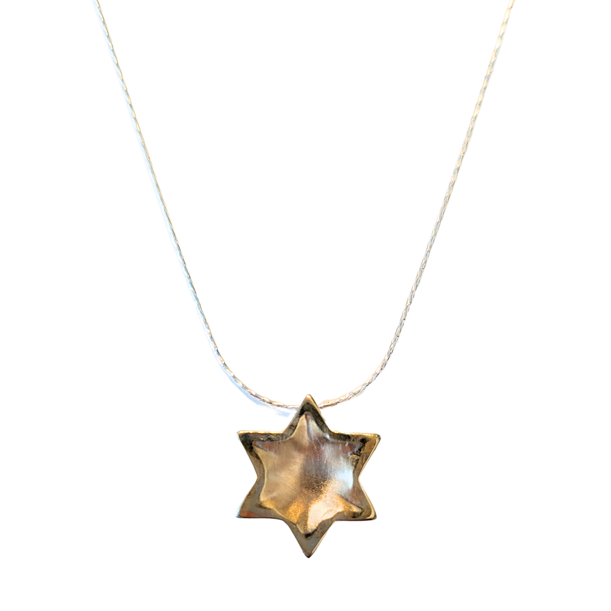 ITHIL METALWORKS - SS & 9K GOLD STAR OF DAVID NECKLACE - SILVER & GOLD