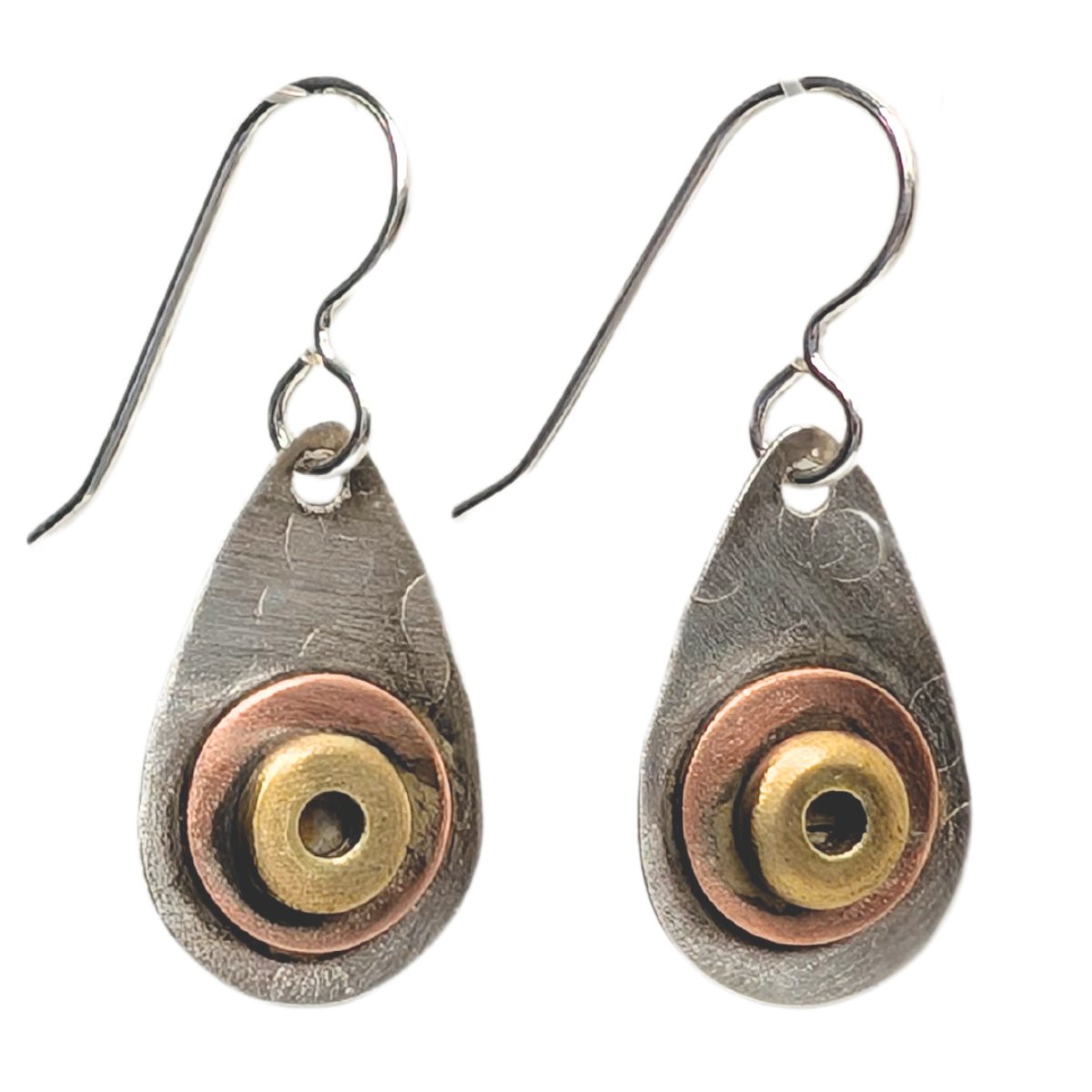 JOANNA CRAFT - TEARDROP LAYERED METAL EARRINGS - MIXED METALS