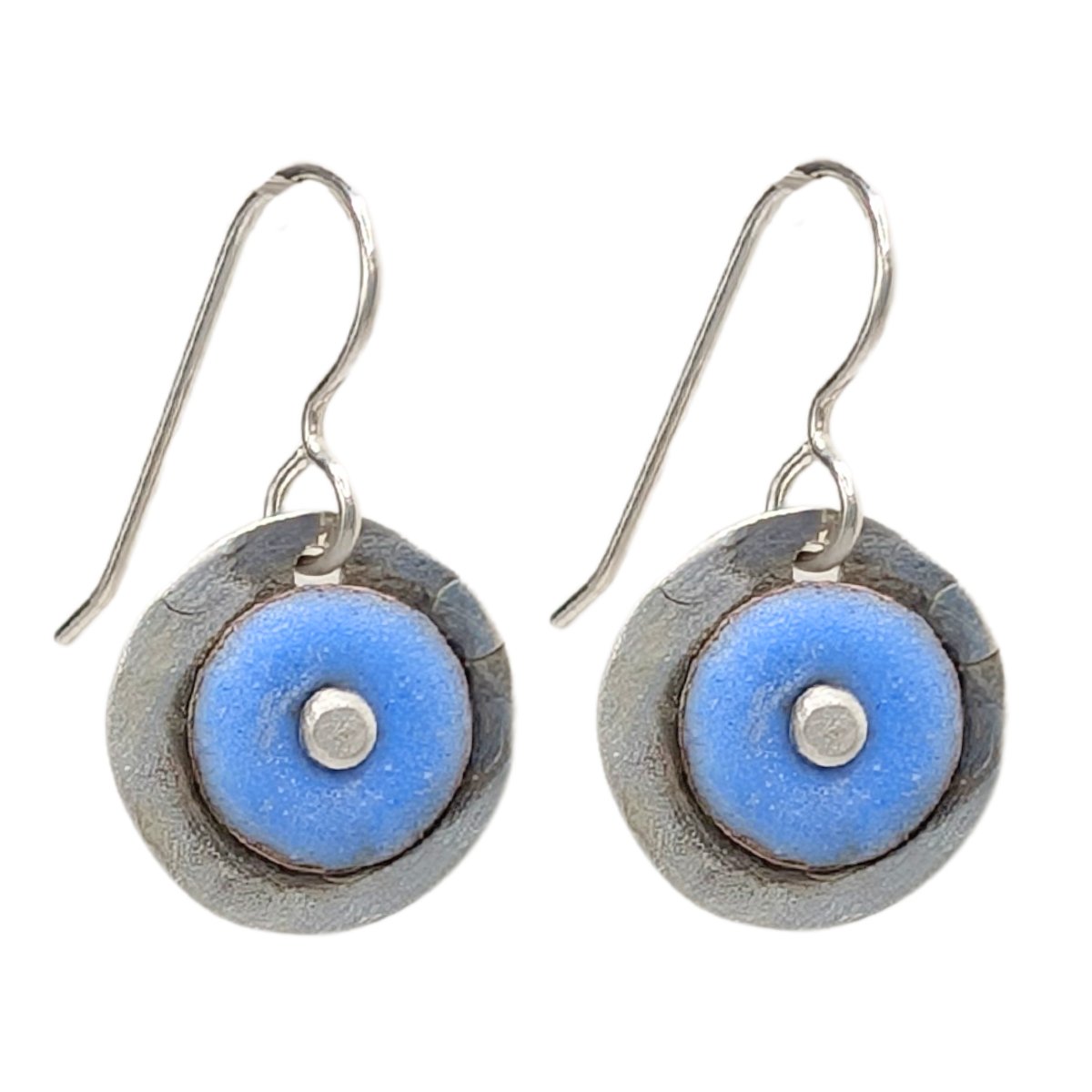 JOANNA CRAFT - ROUND PERIWINKLE ENAMEL EARRINGS - STERLING SILVER & ENAMEL