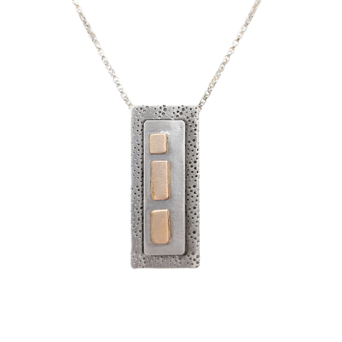 JOANNA CRAFT - FUSED METAL RECTANGLES NECKLACE - STERLING SILVER & GOLD