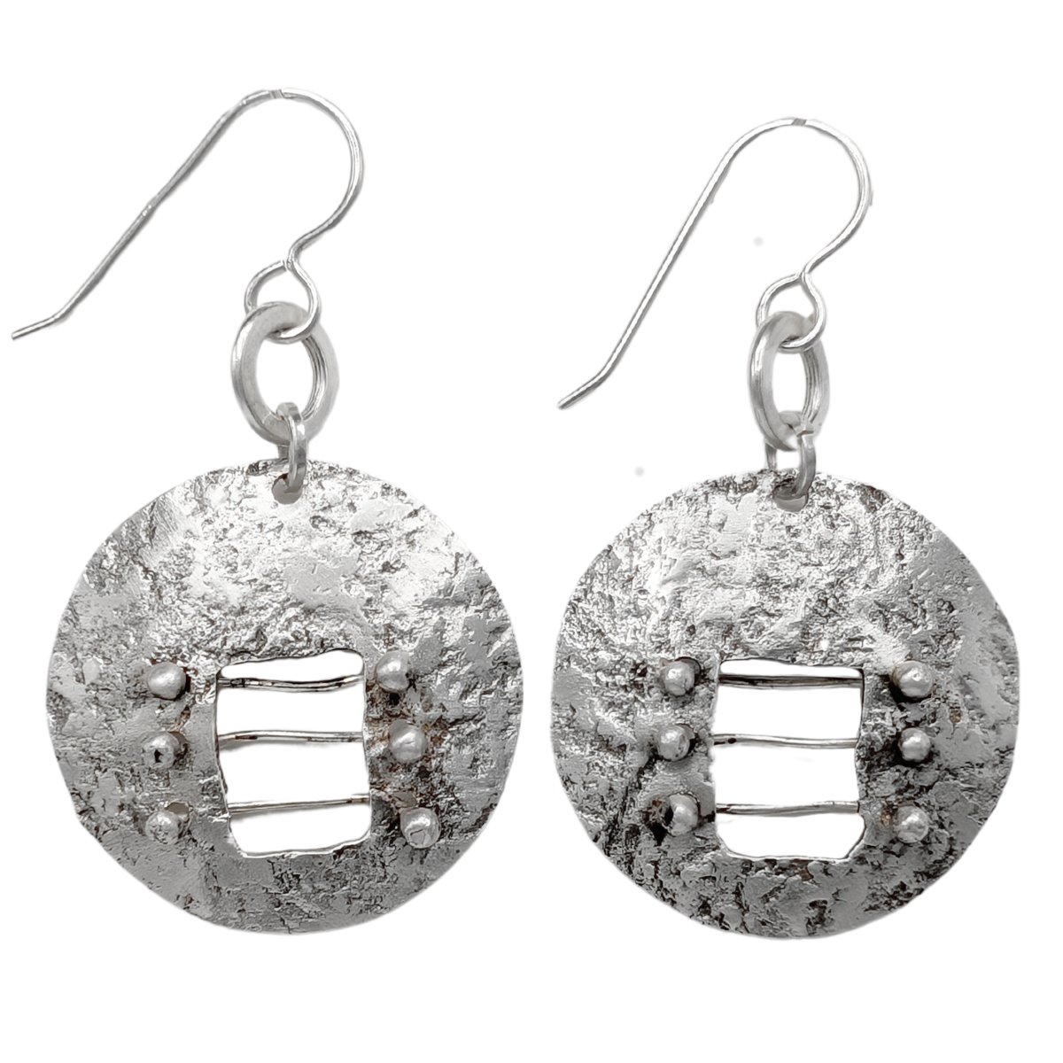 JOANNA CRAFT - LACED ROUND STERLING SILVER EARRINGS - STERLING SILVER