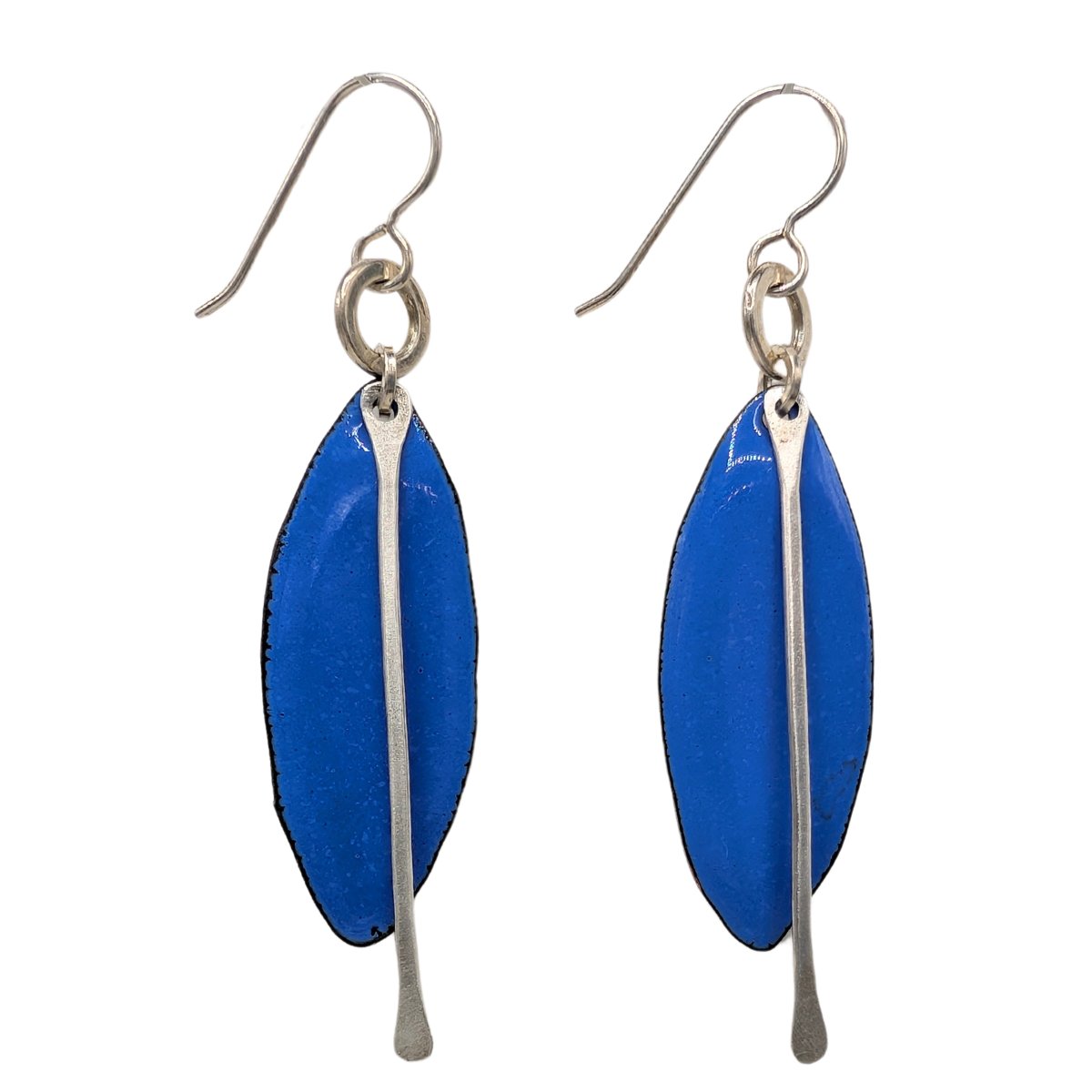 JOANNA CRAFT - OVAL PERIWINKLE ENAMEL EARRINGS - STERLING SILVER & ENAMEL