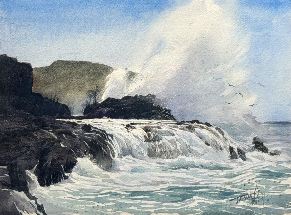 JASON LI - CRUSHING WAVE - WATERCOLOR - 10.5 X 12