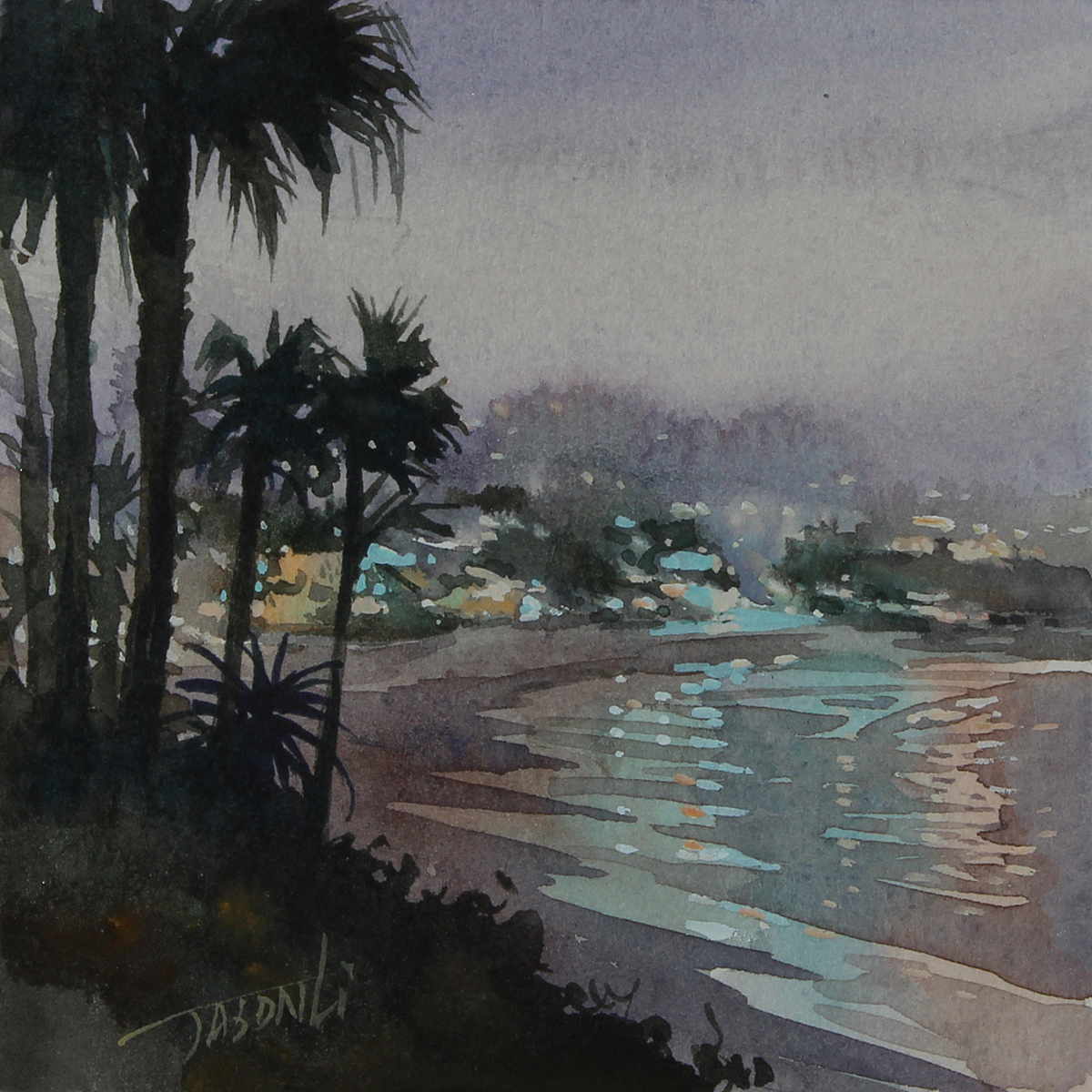 JASON LI - 4 X 4 LAGUNA WATERCOLOR II - WATERCOLOR - 4 X 4