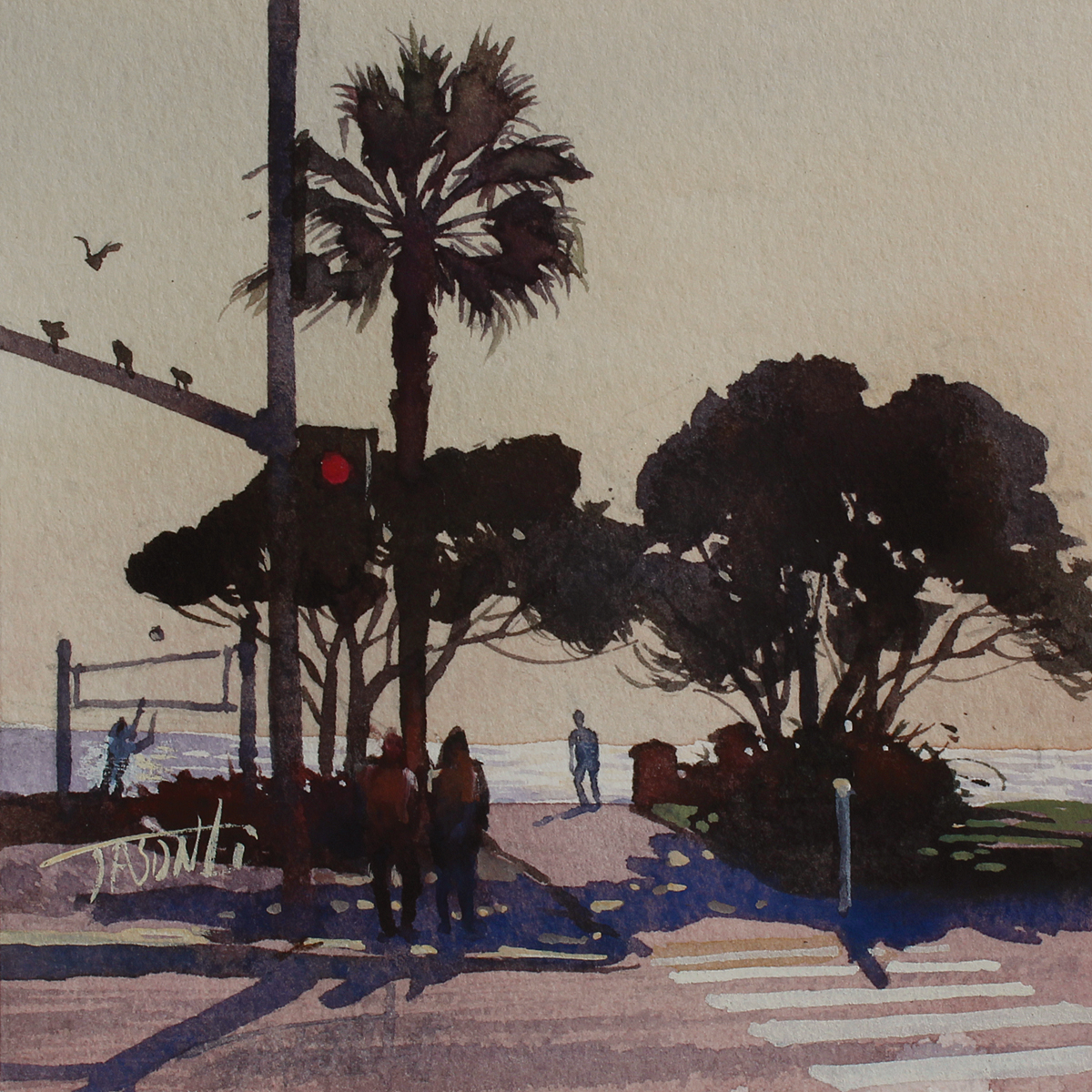 JASON LI - 4X4 LAGUNA WATERCOLOR III - WATERCOLOR - 4 X 4