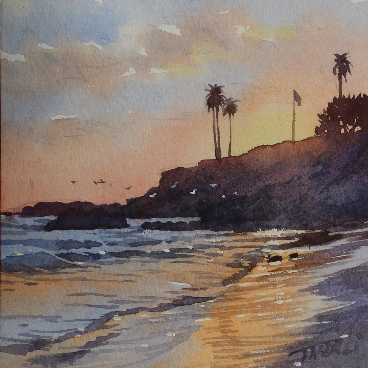 JASON LI - 4 X 4 LAGUNA WATERCOLOR VI - WATERCOLOR - 4 X 4