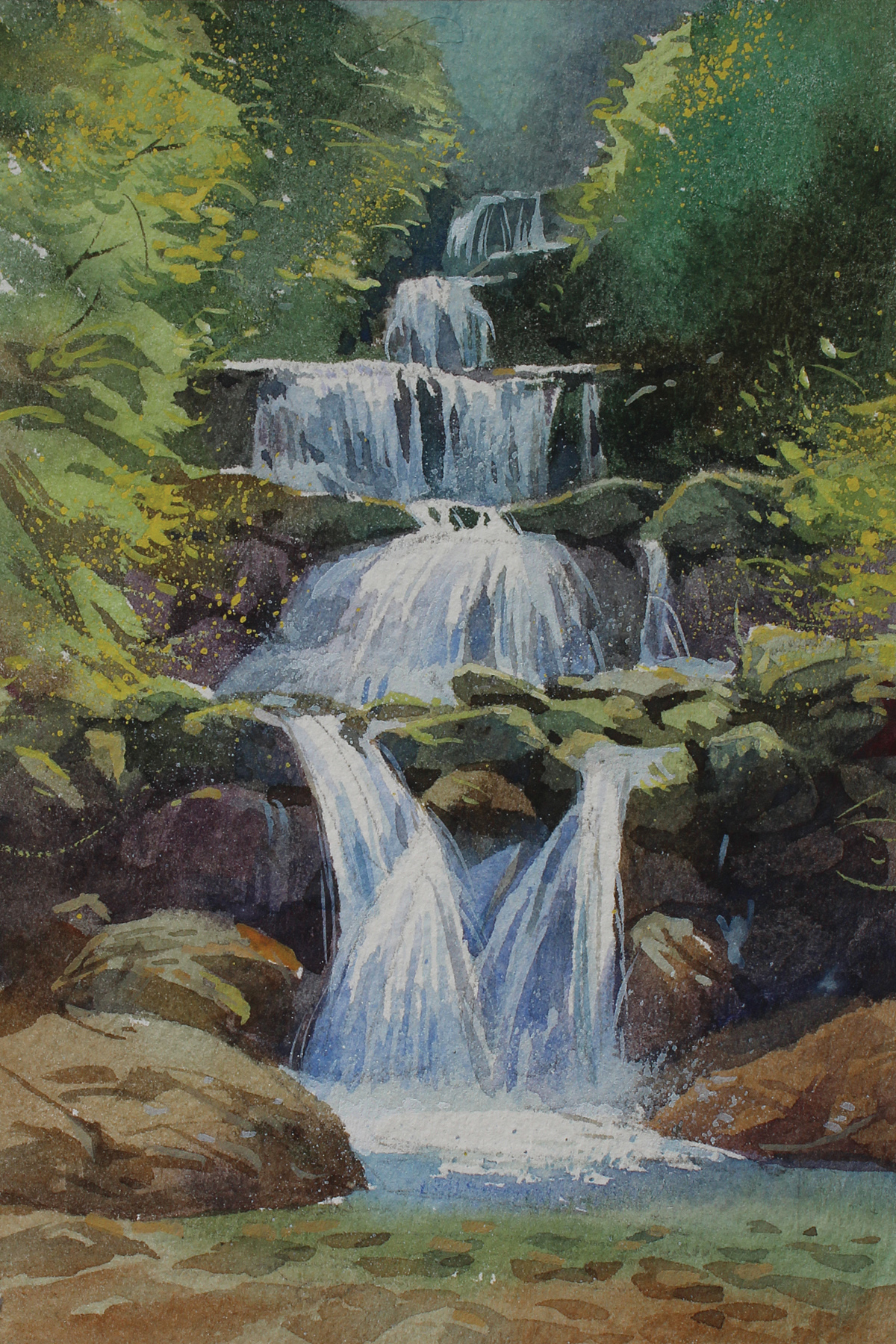 JASON LI - WATERFALL I - WATERCOLOR - 6 X 4