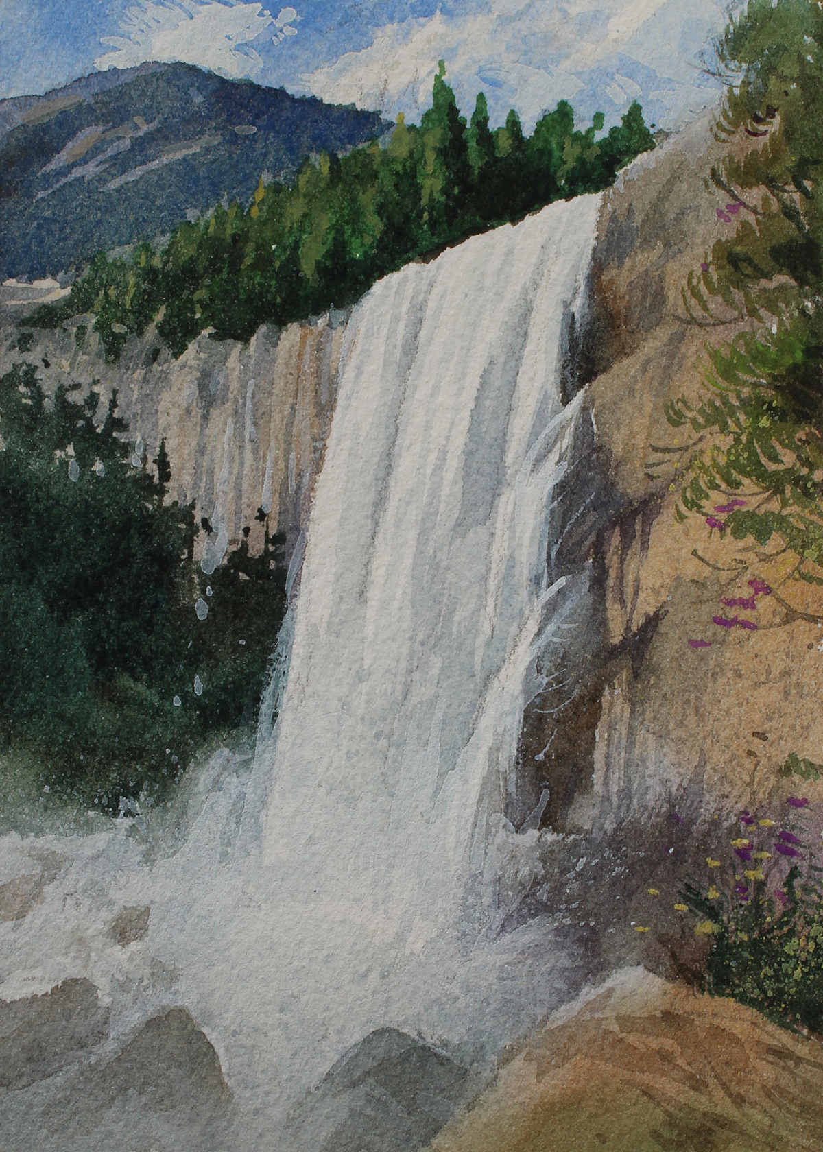 JASON LI - WATERFALL II - WATERCOLOR - 6 X 4