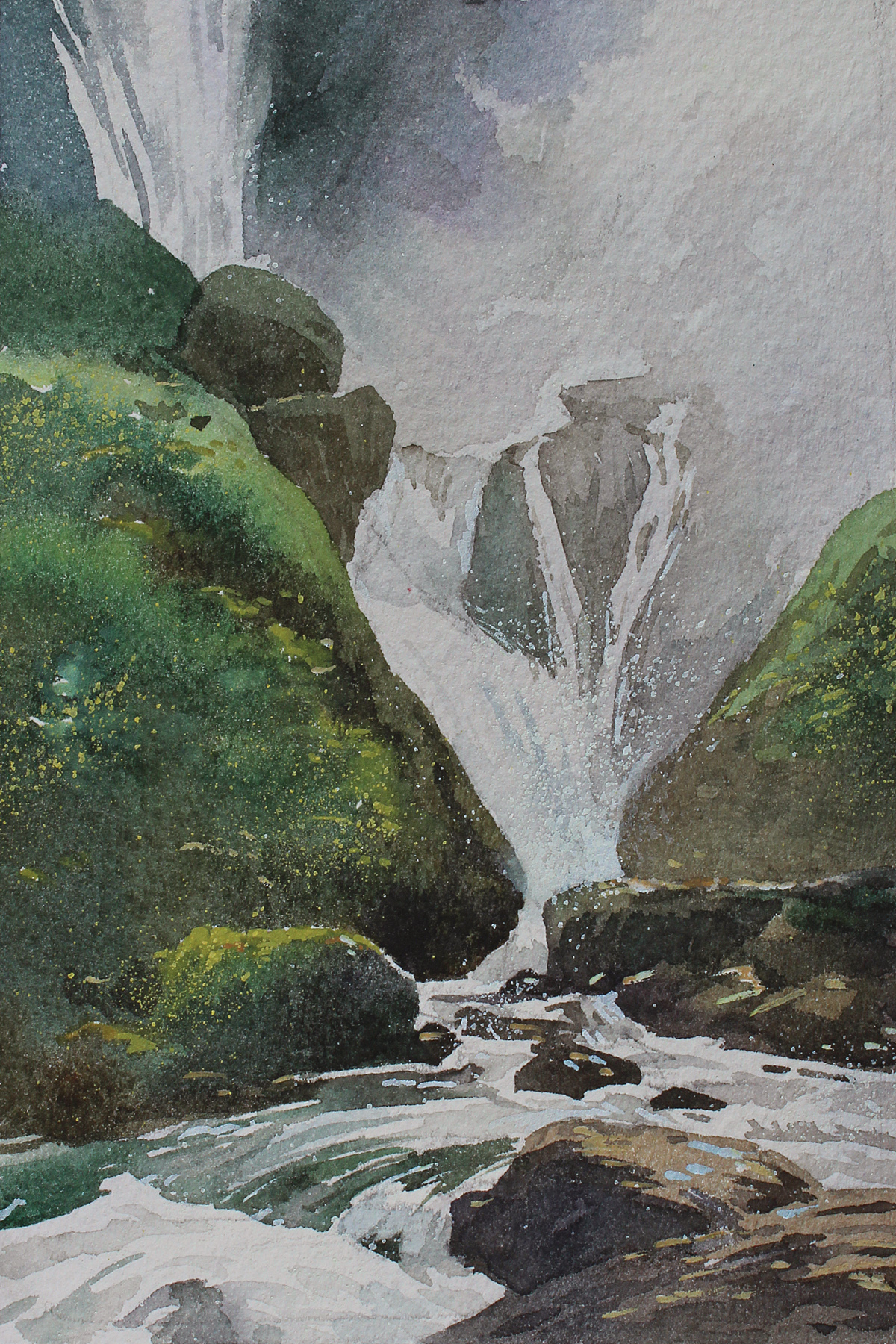 JASON LI - WATERFALL III - WATERCOLOR - 6 X 4