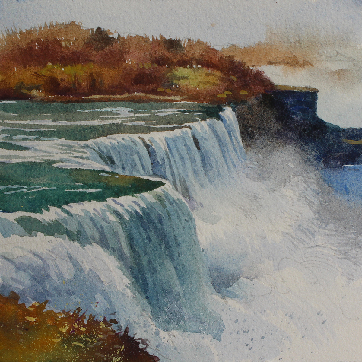 JASON LI - WATERFALL IV - WATERCOLOR - 6 X 4