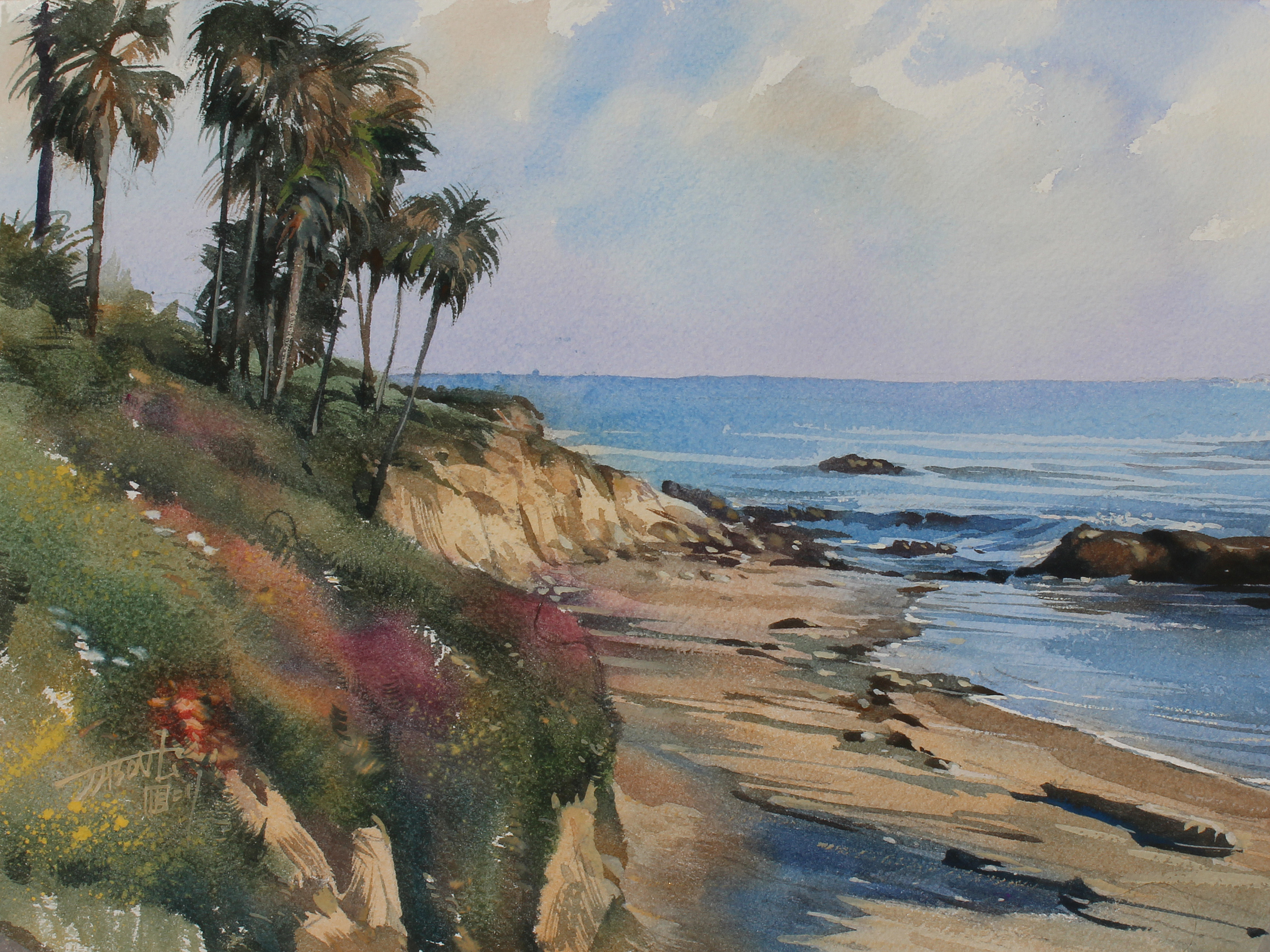 JASON LI - CALMING LAGUNA - WATERCOLOR - 9 X 12