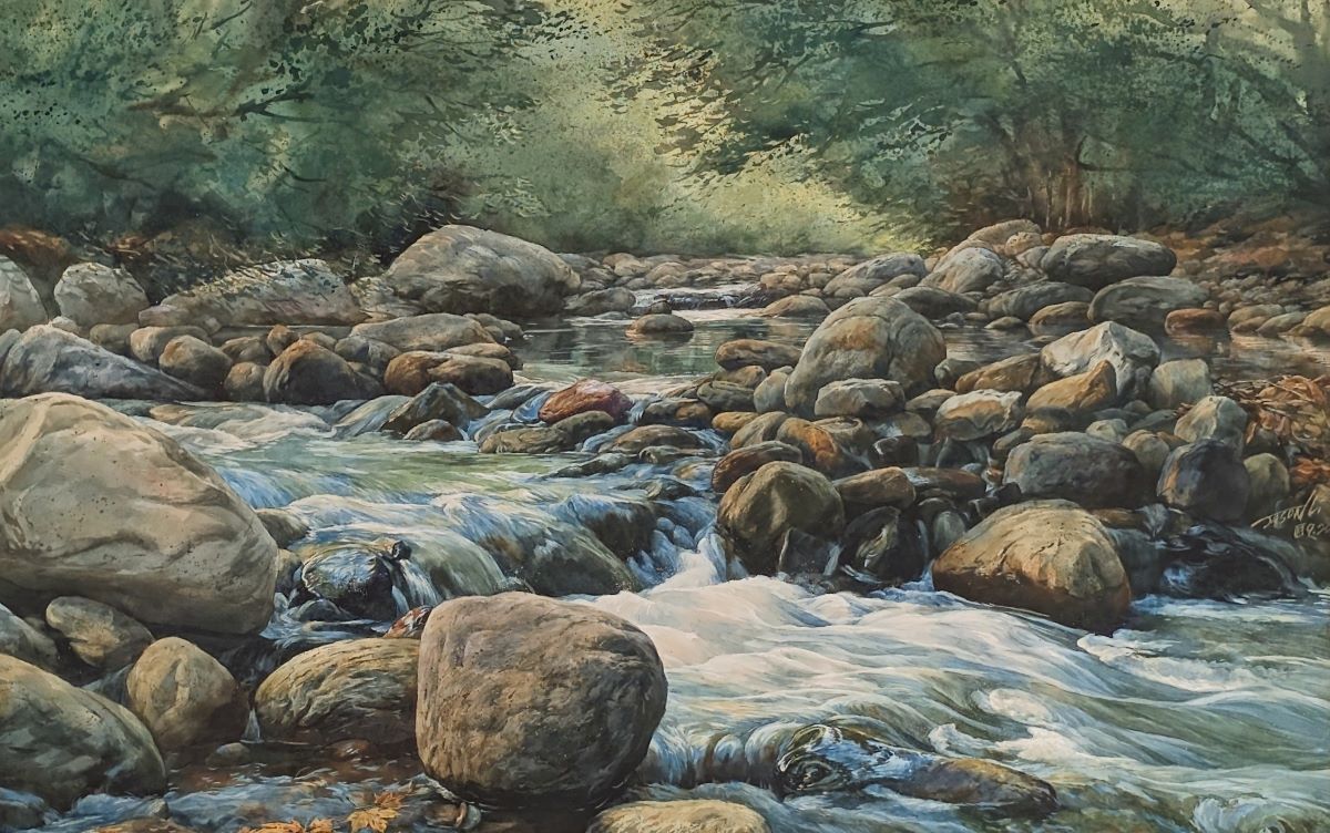 JASON LI - IRON CREEK - WATERCOLOR - 33 X 22