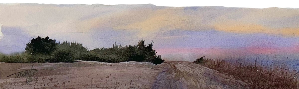 JASON LI - CLOUDY DAY - DUSK - WATERCOLOR - 12 X 3.5