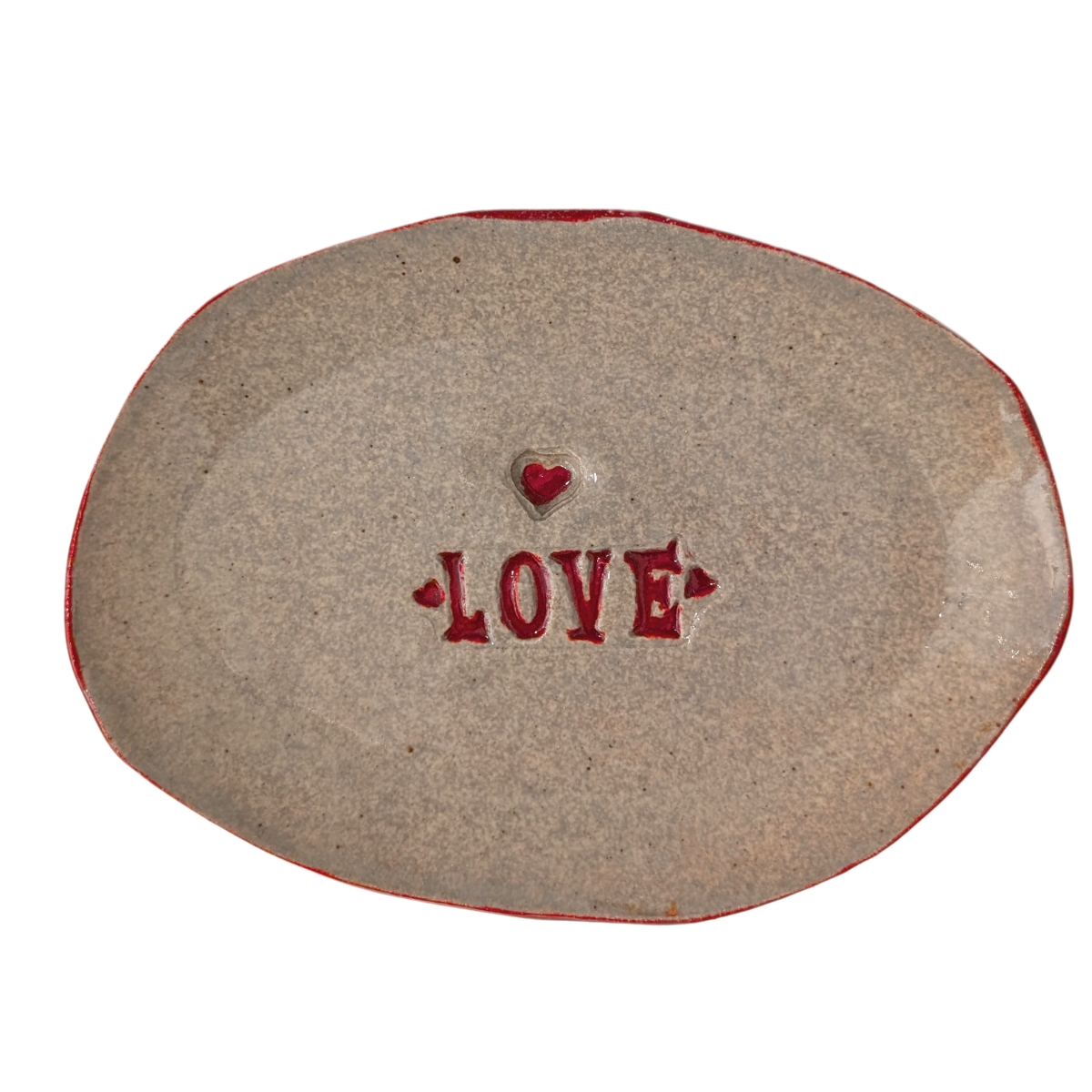 KAREN LIBA - OVAL LOVE TRAY - CERAMIC - 4 1/2 X 6