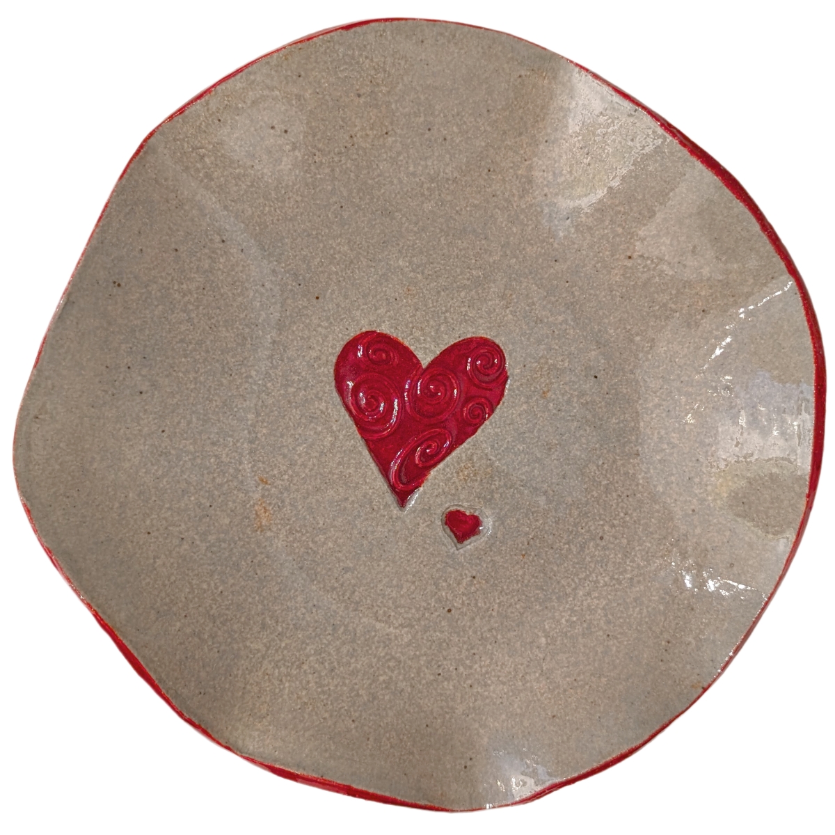 KAREN LIBA - RUFFLED HEART DISH - CERAMIC - 1 X 9 X 8 1/2