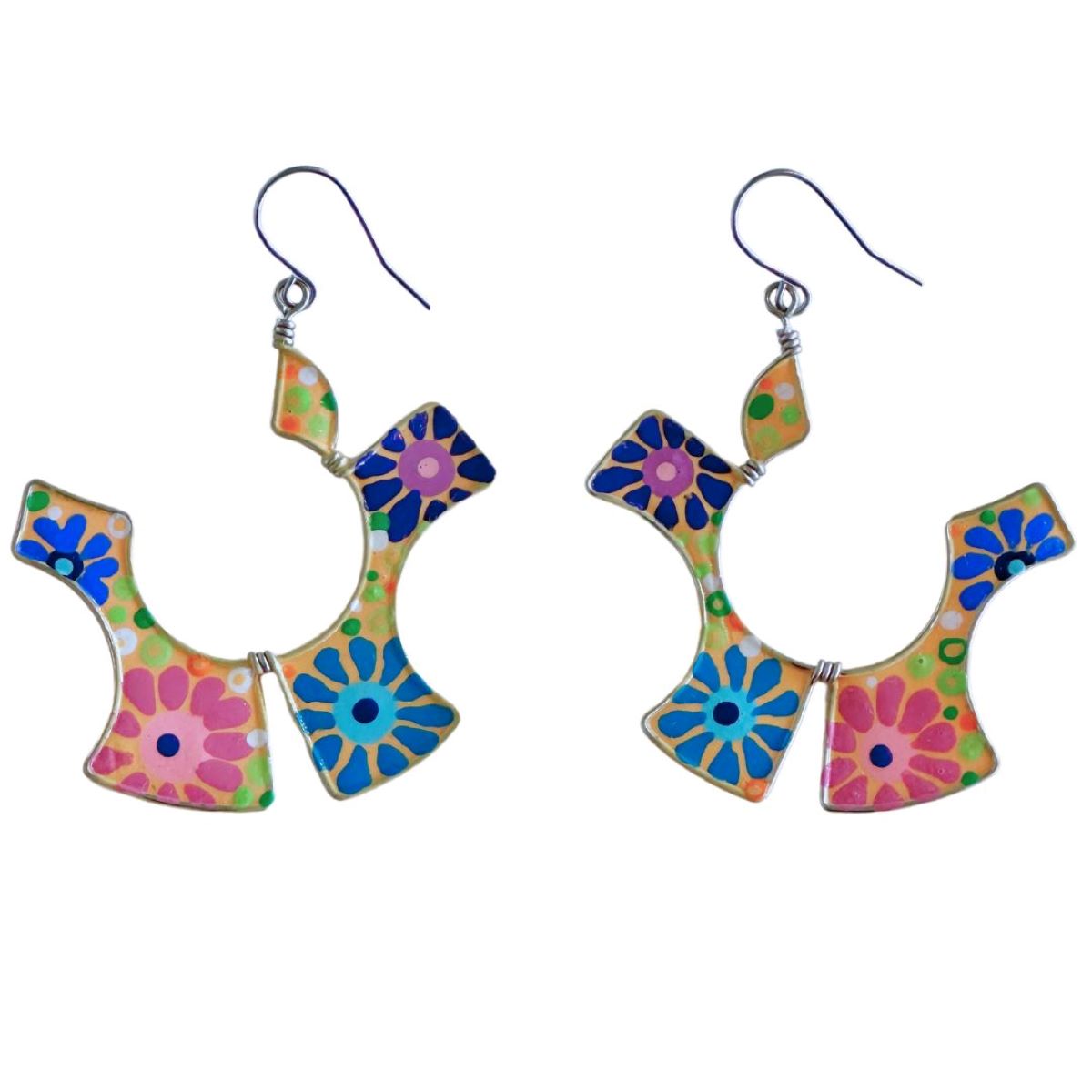 CECILIA RINCON - PINK FLOWER 3/4 EARRINGS - ENAMEL