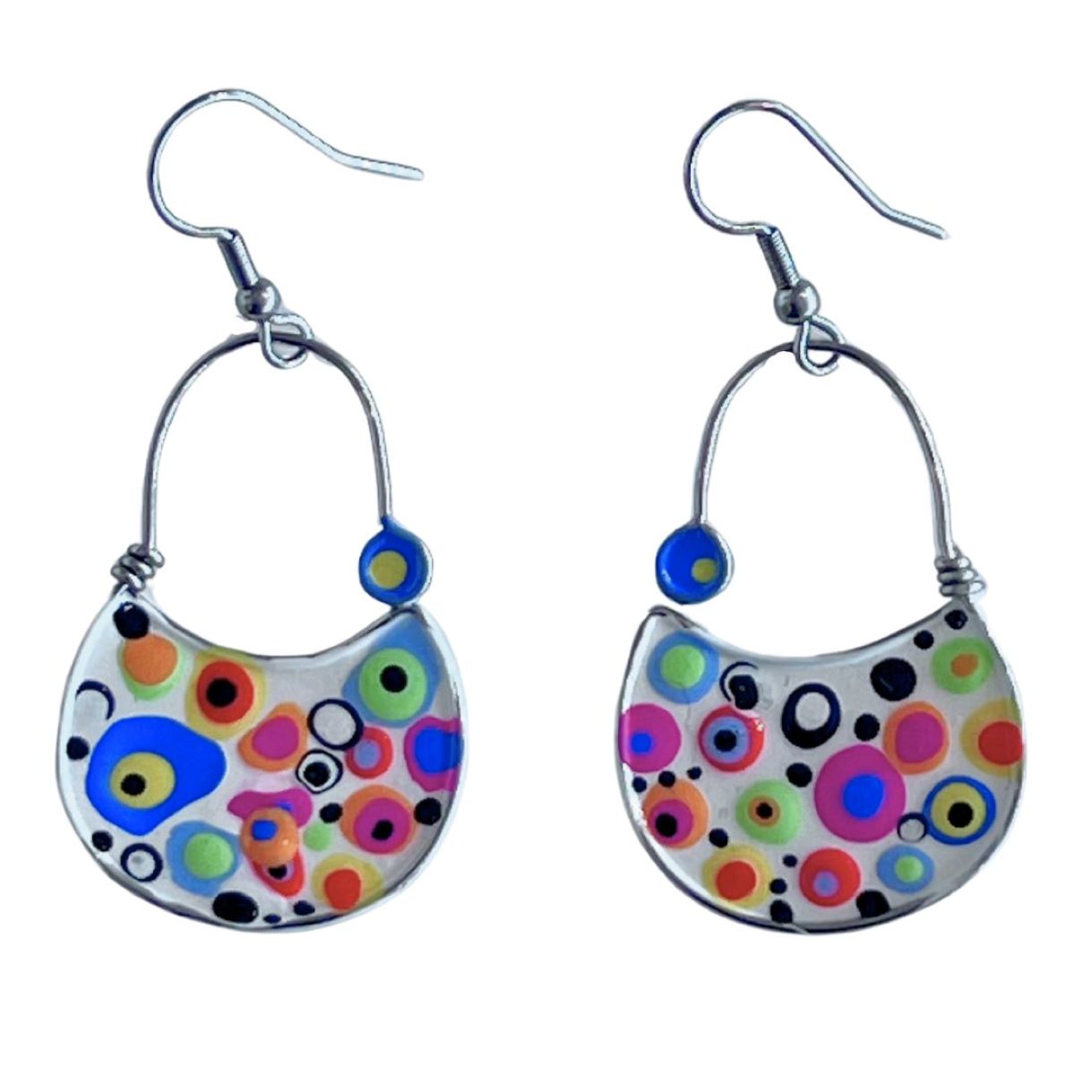 CECILIA RINCON - LUNA WHITE/MULTI EARRINGS - ENAMEL