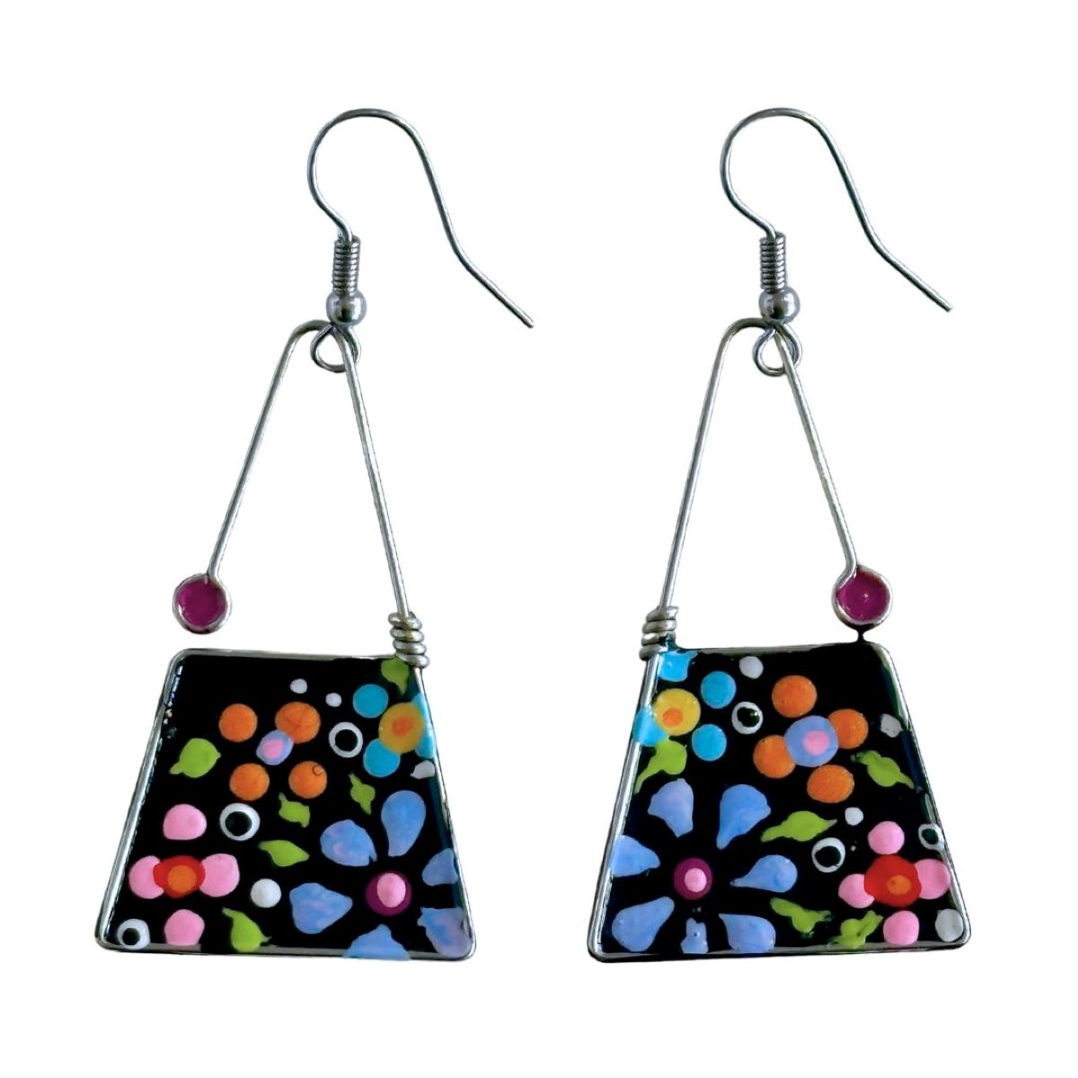 CECILIA RINCON - BLACK MULTI PURSE ENAMEL EARRINGS - ENAMEL